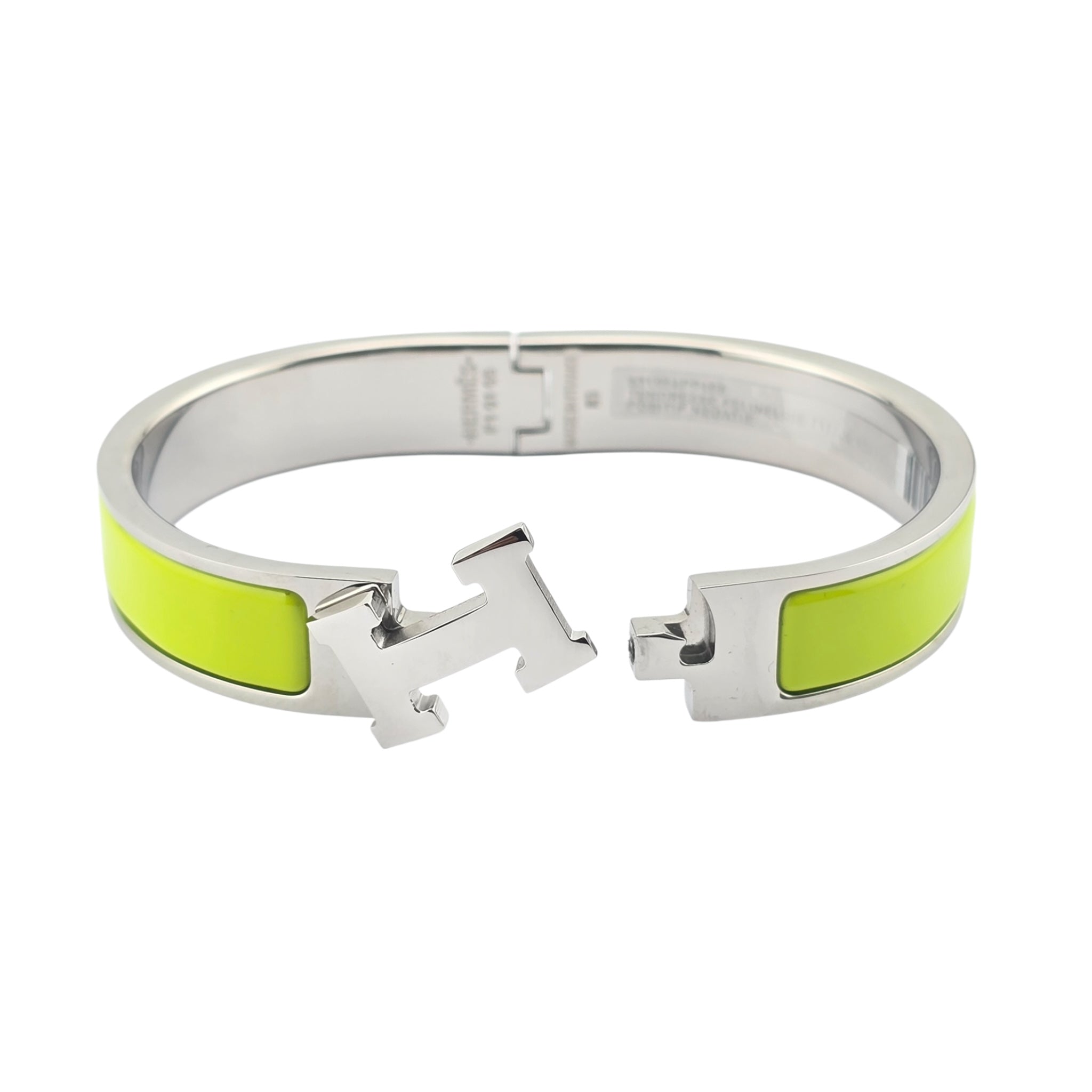 Hermes Clic H Bracelet Neon Green Palladium GM