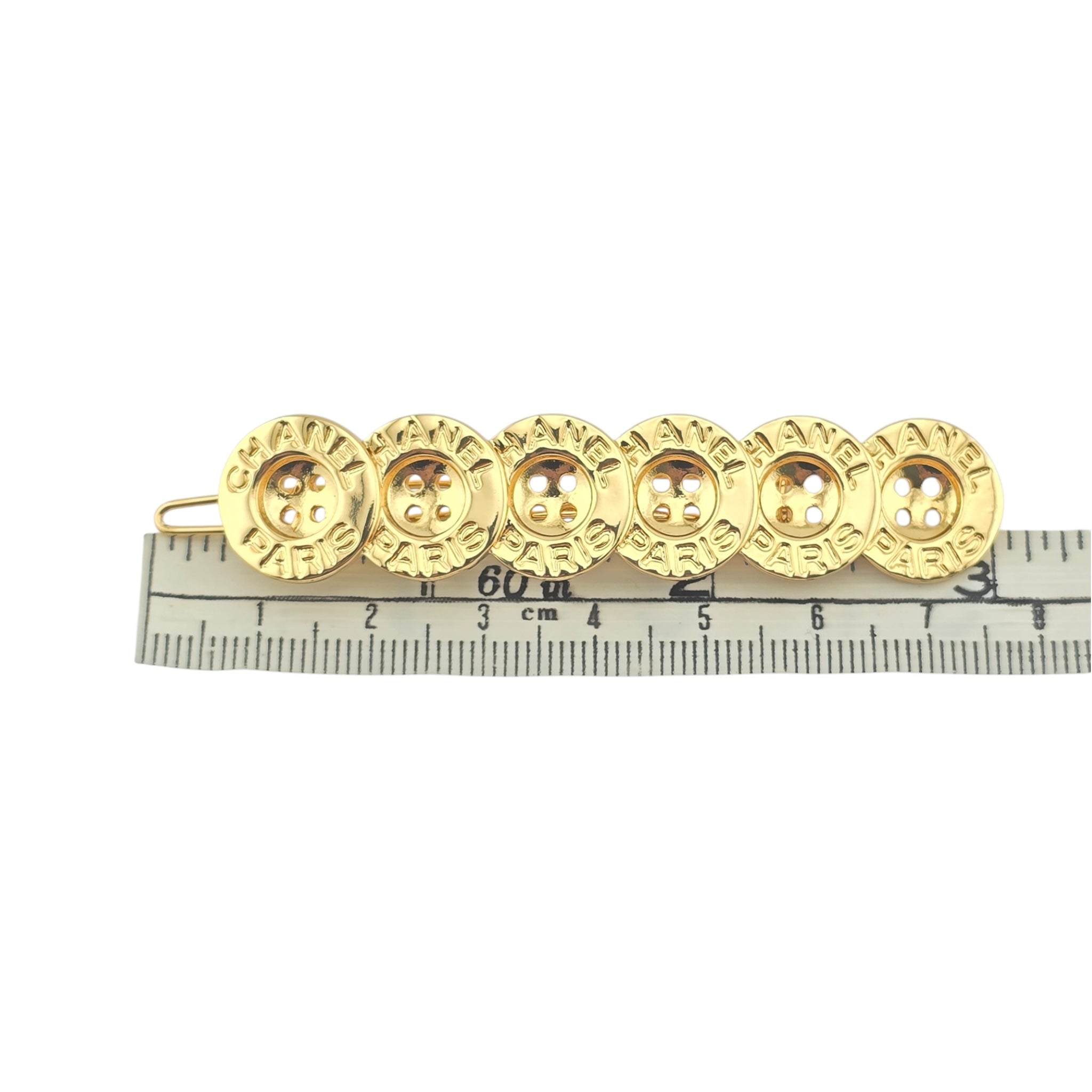 Chanel CC Button Paris Hair Clip Barrette Gold