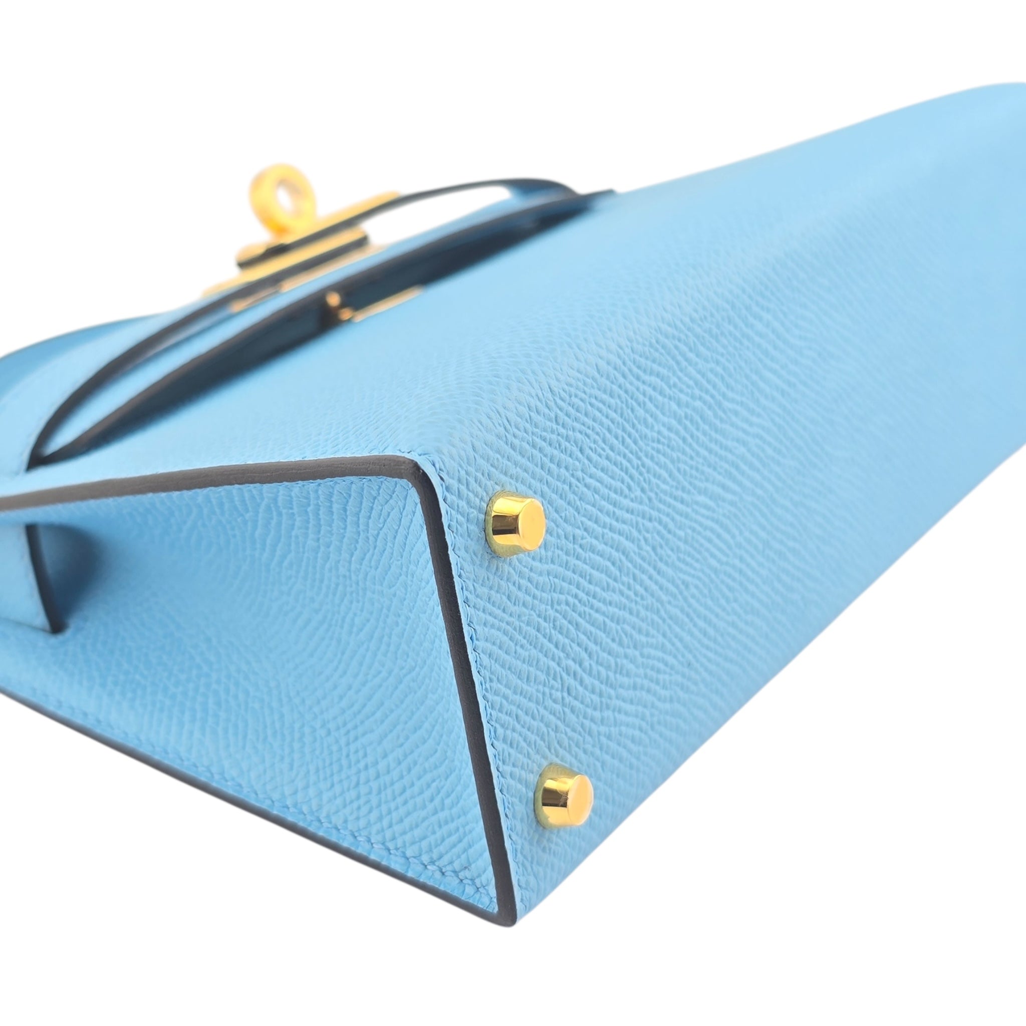 Hermes Mini Kelly II Bleu Celeste Epsom Gold Hardware