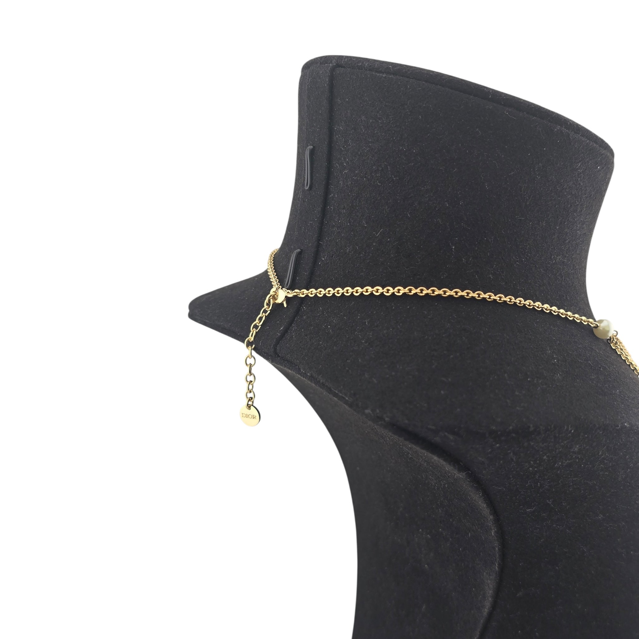 Christian Dior Gold-Tone Resin Pearl Petite CD Necklace