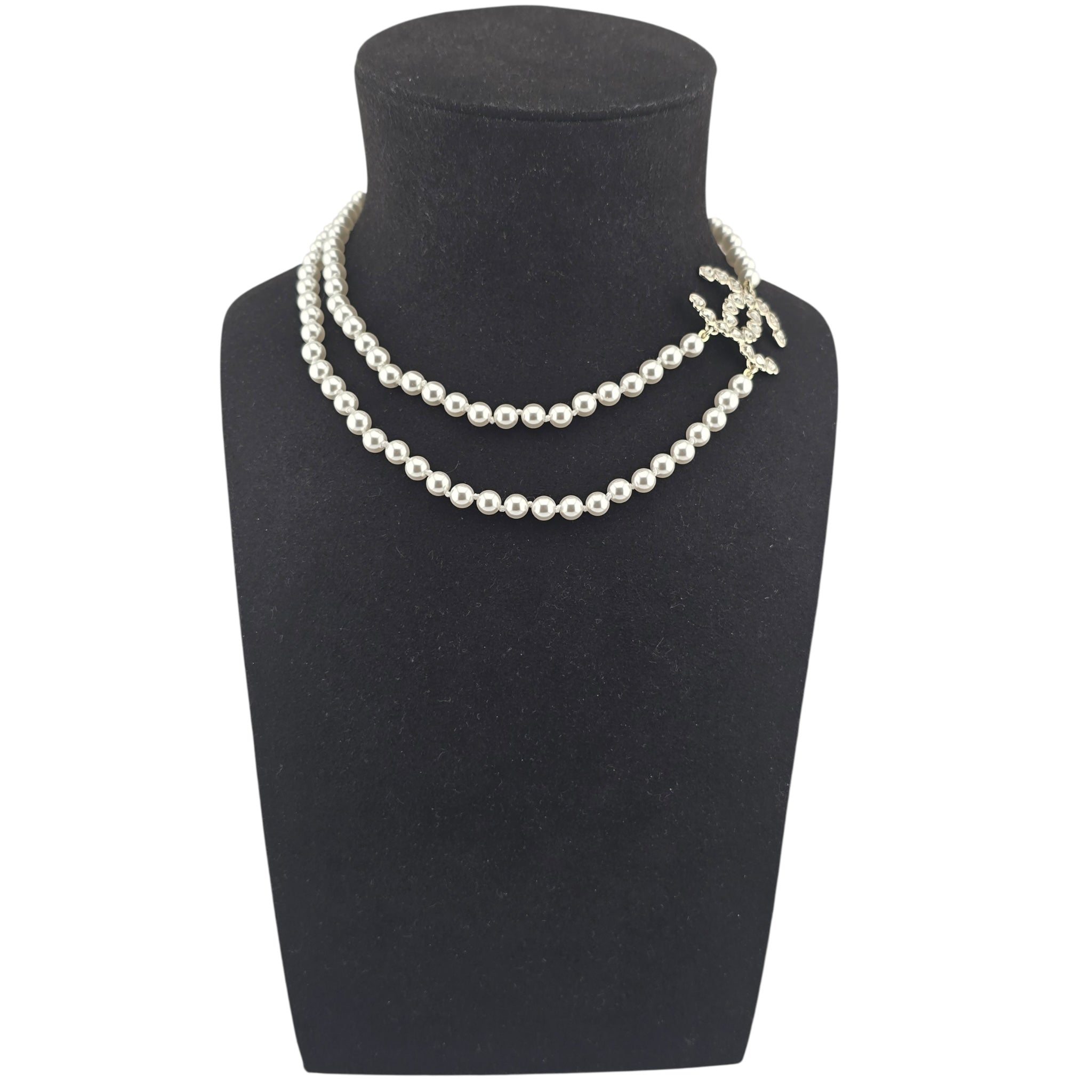 Chanel CC Double Row Faux Pearl Necklace 2025
