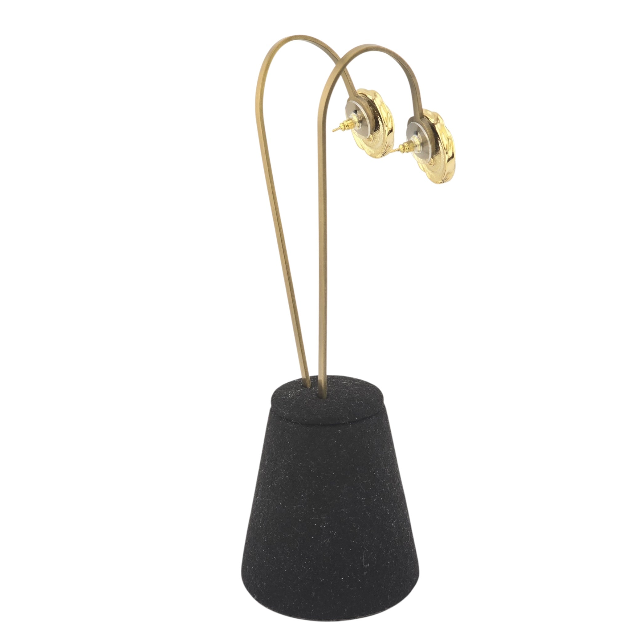 Chanel Resin CC Round Earrings Gold Black A22