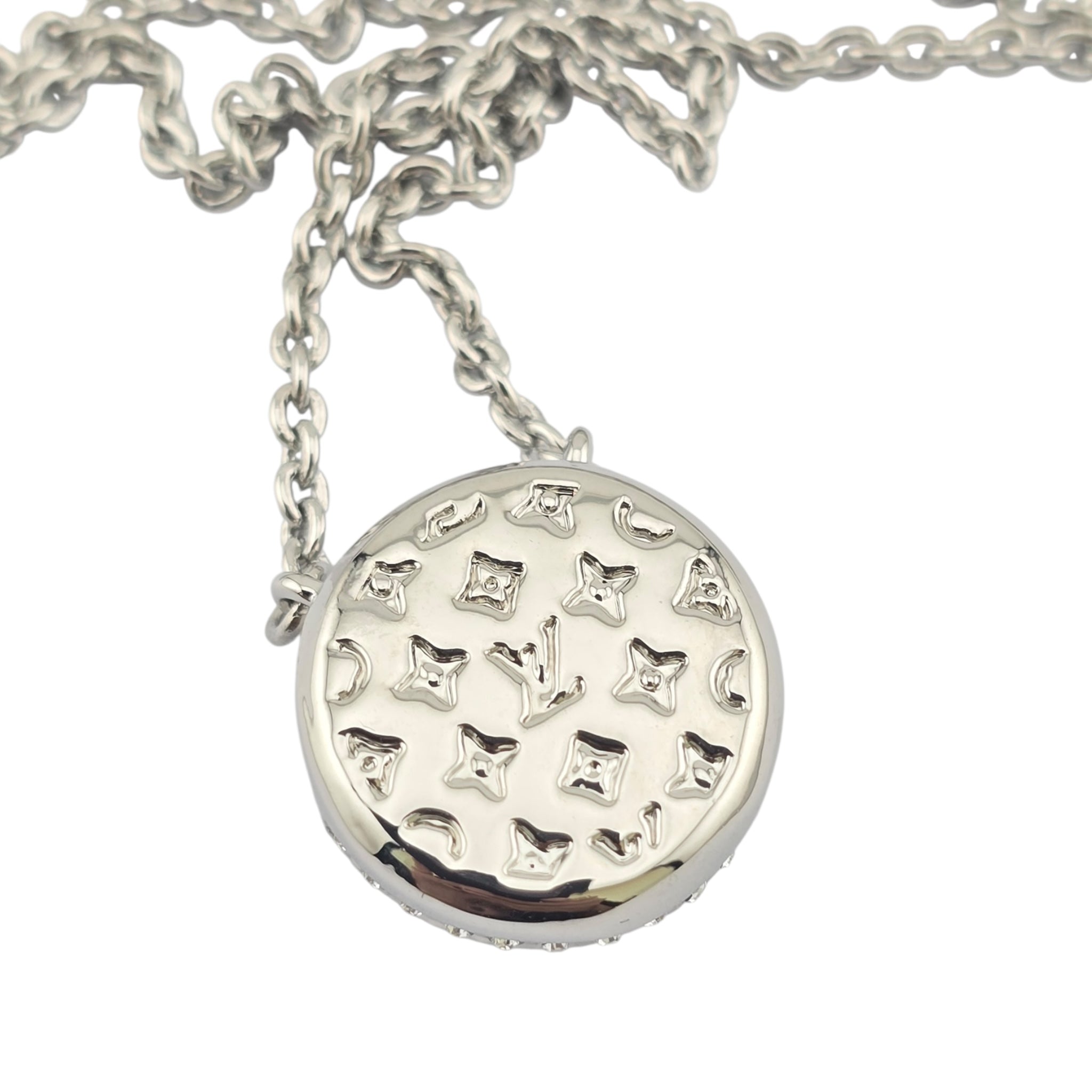Louis Vuitton L To V Silver Crystal Necklace