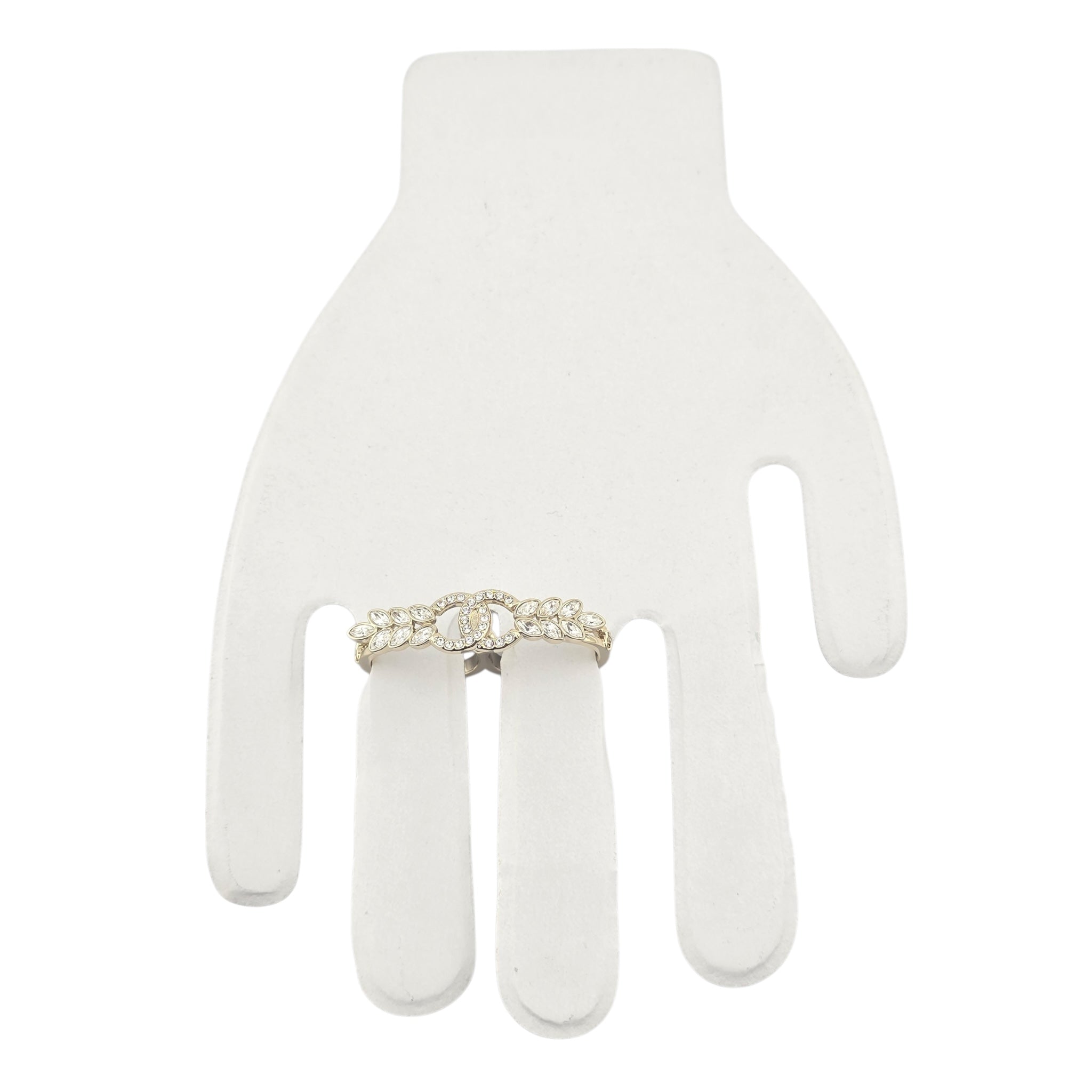 Chanel CC Gold Crystal Floral Ring B23 CHANEL