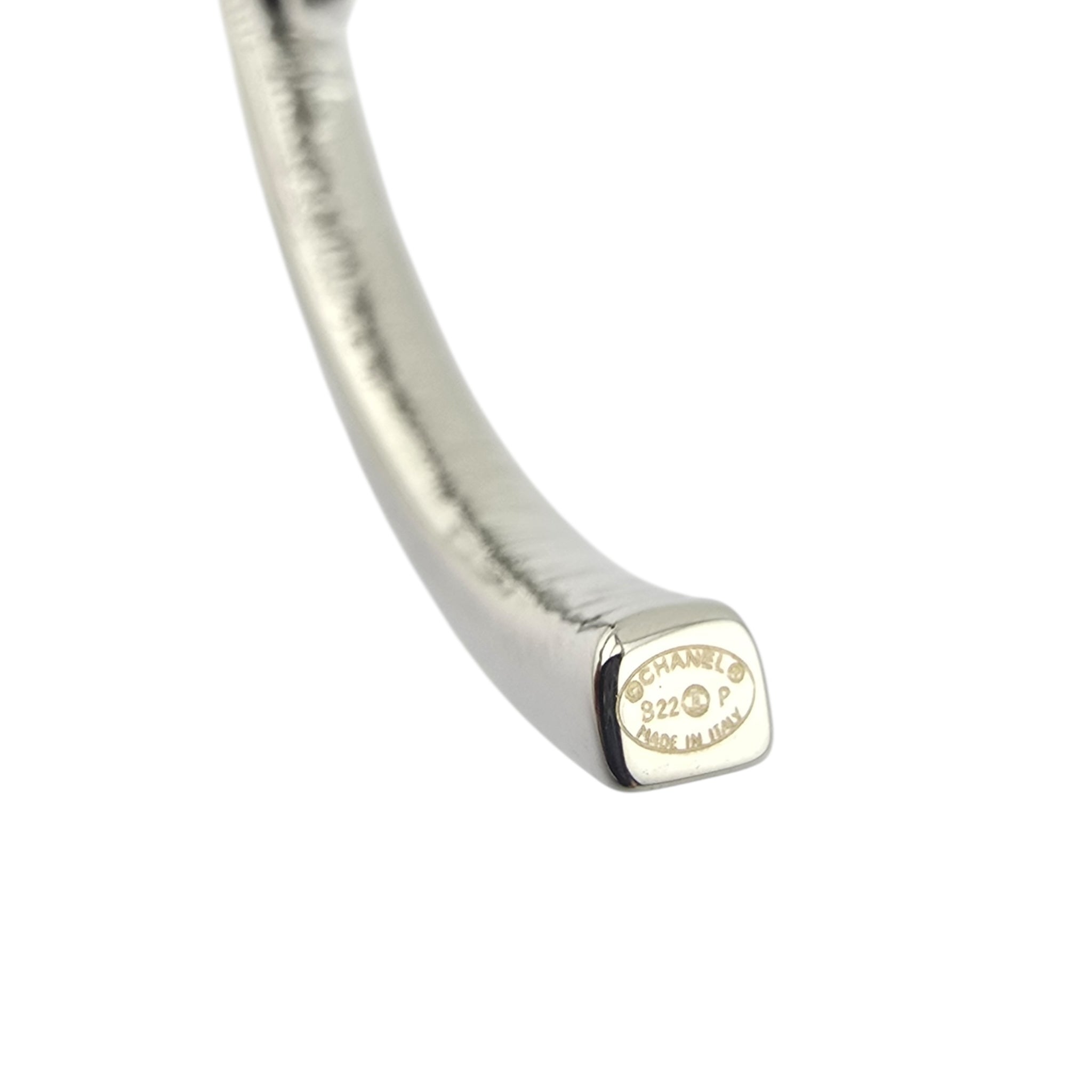 Chanel CC Metal Crystal Baguette Large Hoop Earrings Silver 2022 CHANEL