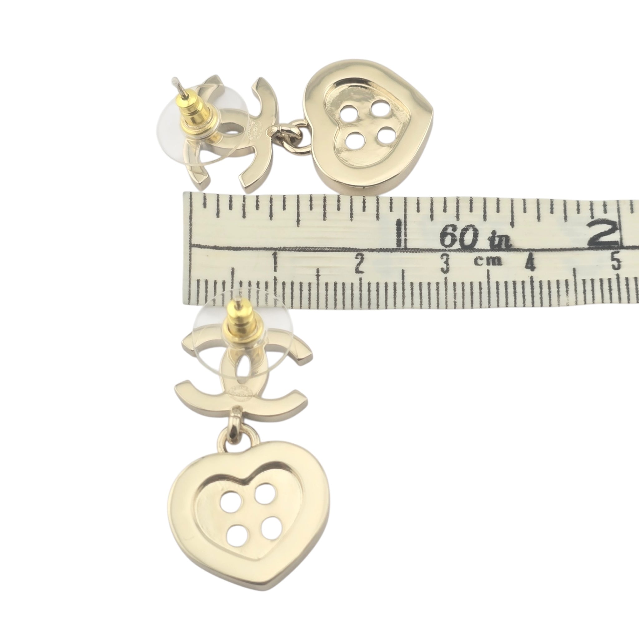 Chanel CC Gold Metal Heart Button Earrings 2025 CHANEL