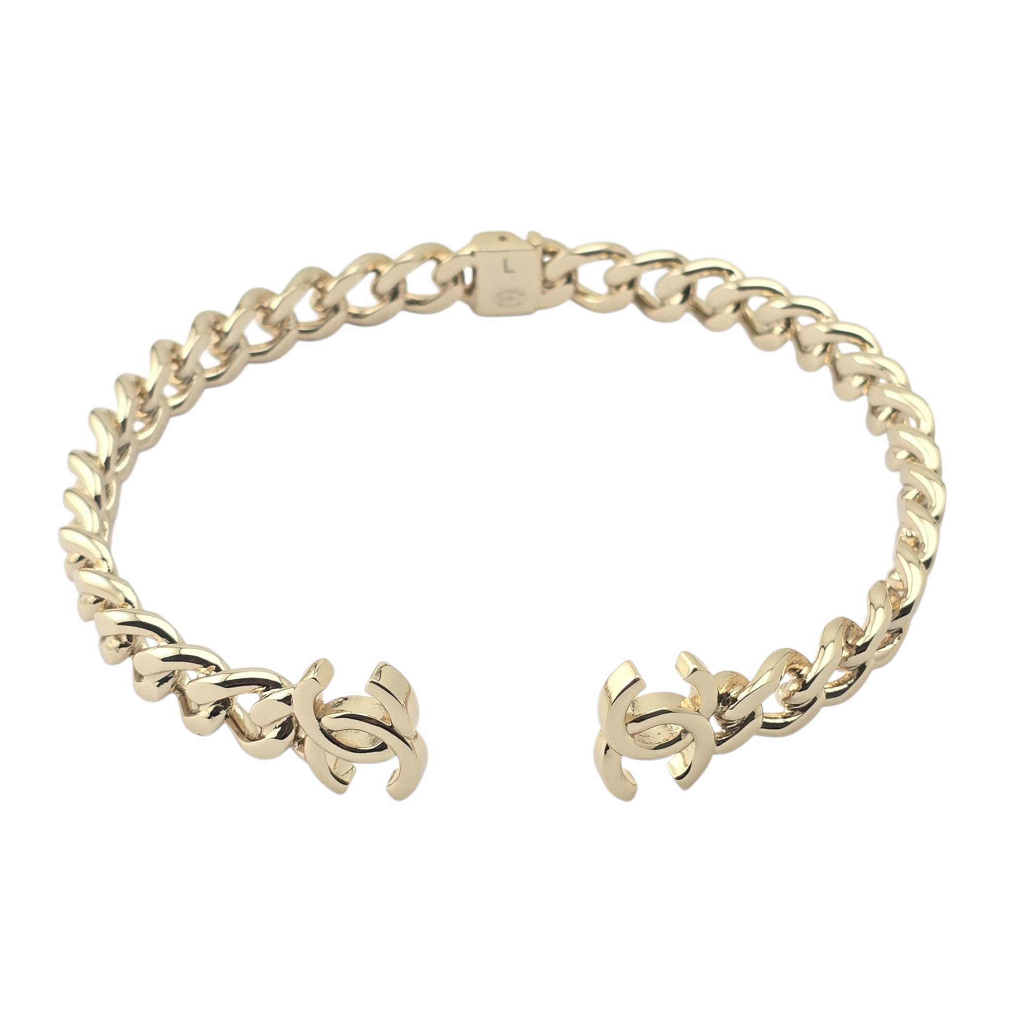 Chanel CC Metal Chain Link Choker Gold Necklace L 2022 CHANEL
