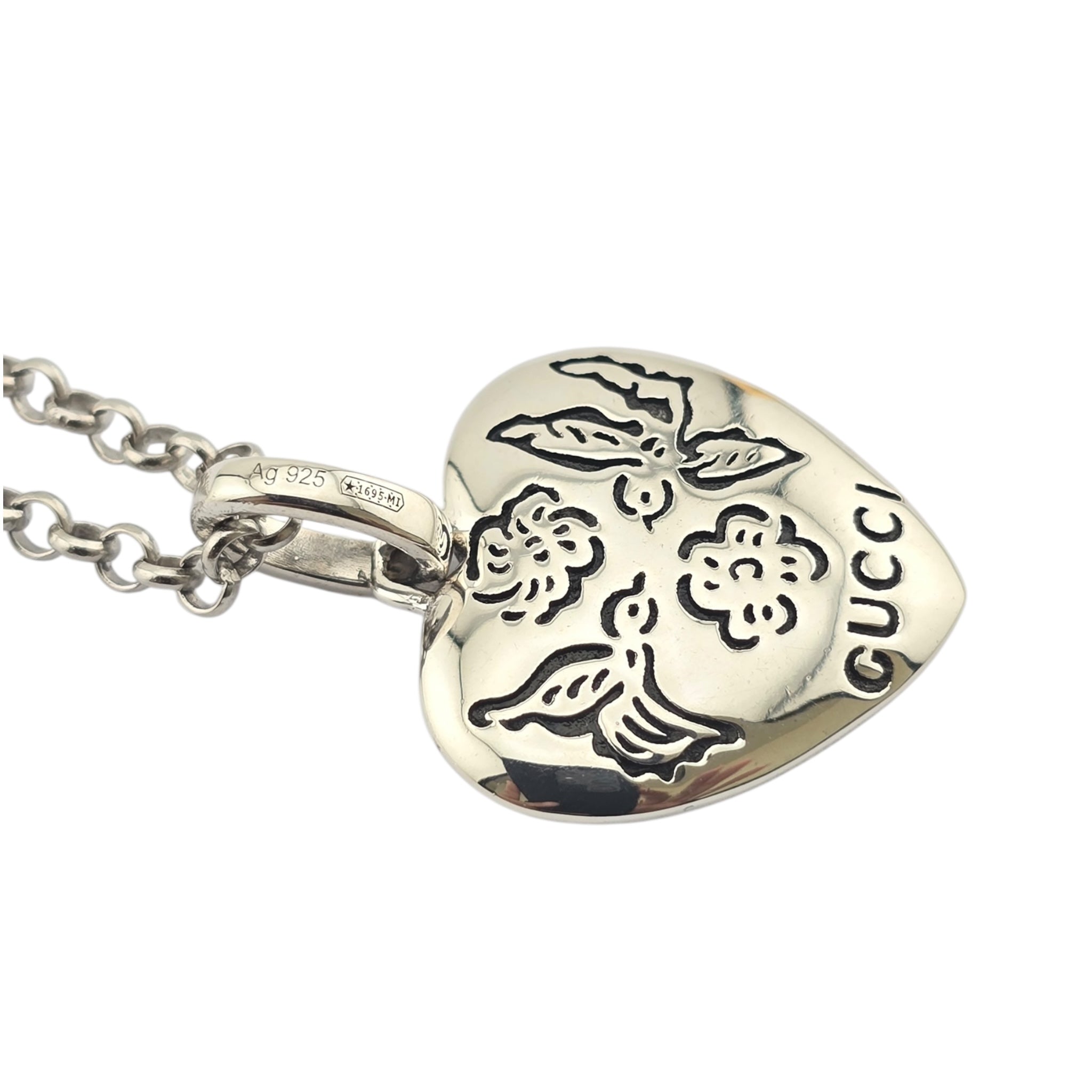 GUCCI Blind For Love Heart Sterling Silver Necklace GUCCI