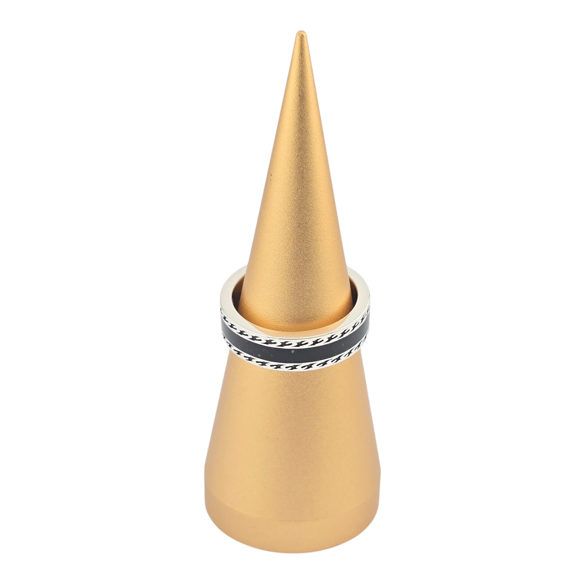 GUCCI Interlocking G Sterling Silver Black Enamel Ring GUCCI