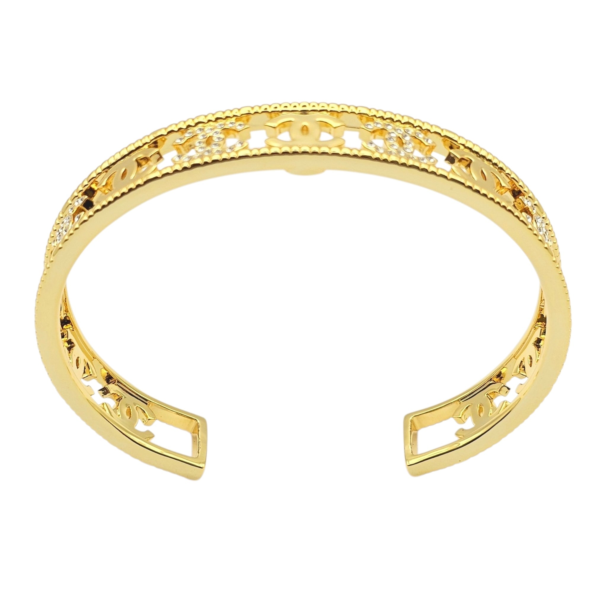 Chanel Crystal CC Gold Cuff Bracelet 2022 CHANEL