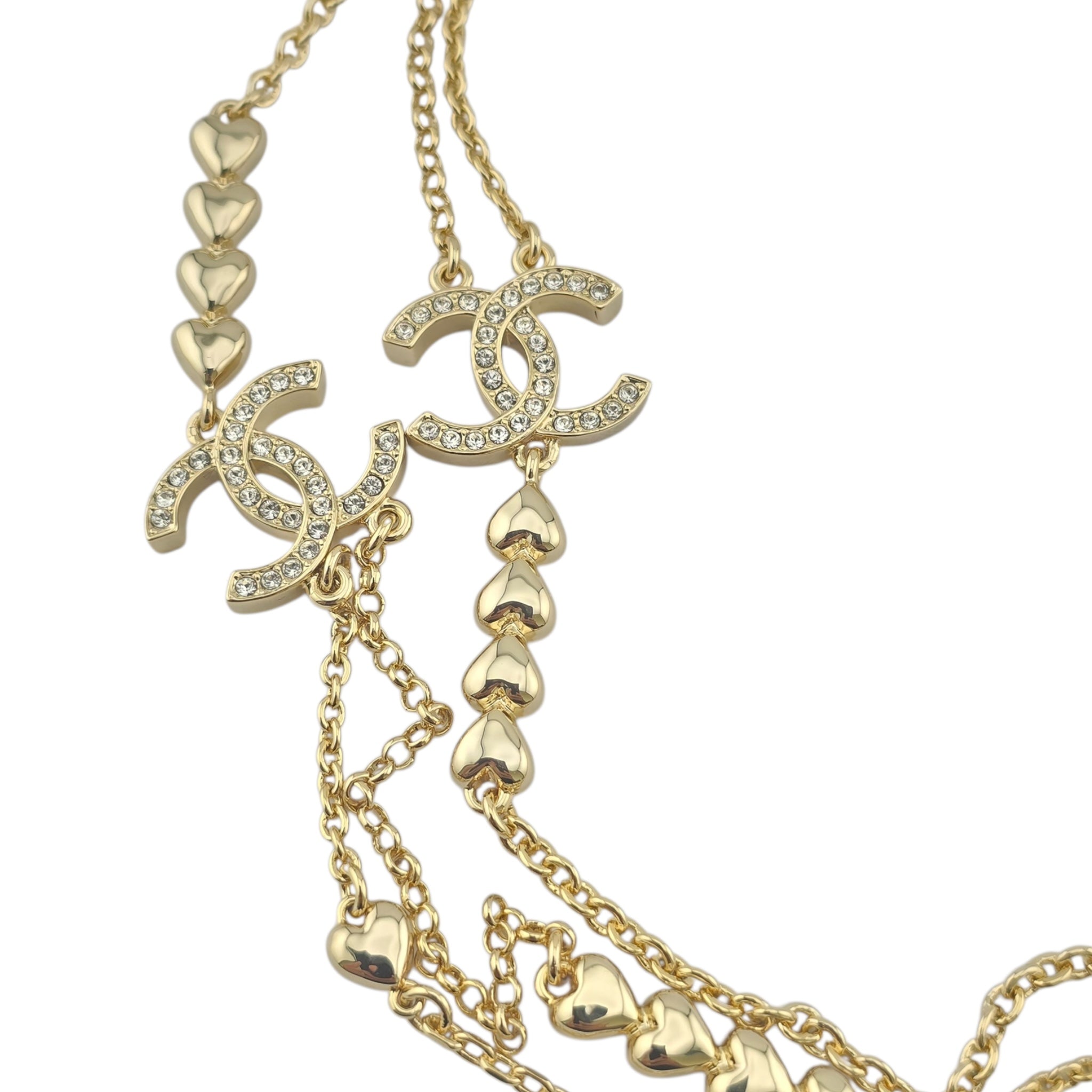 Chanel CC Long Necklace Gold Hearts 2023 CHANEL