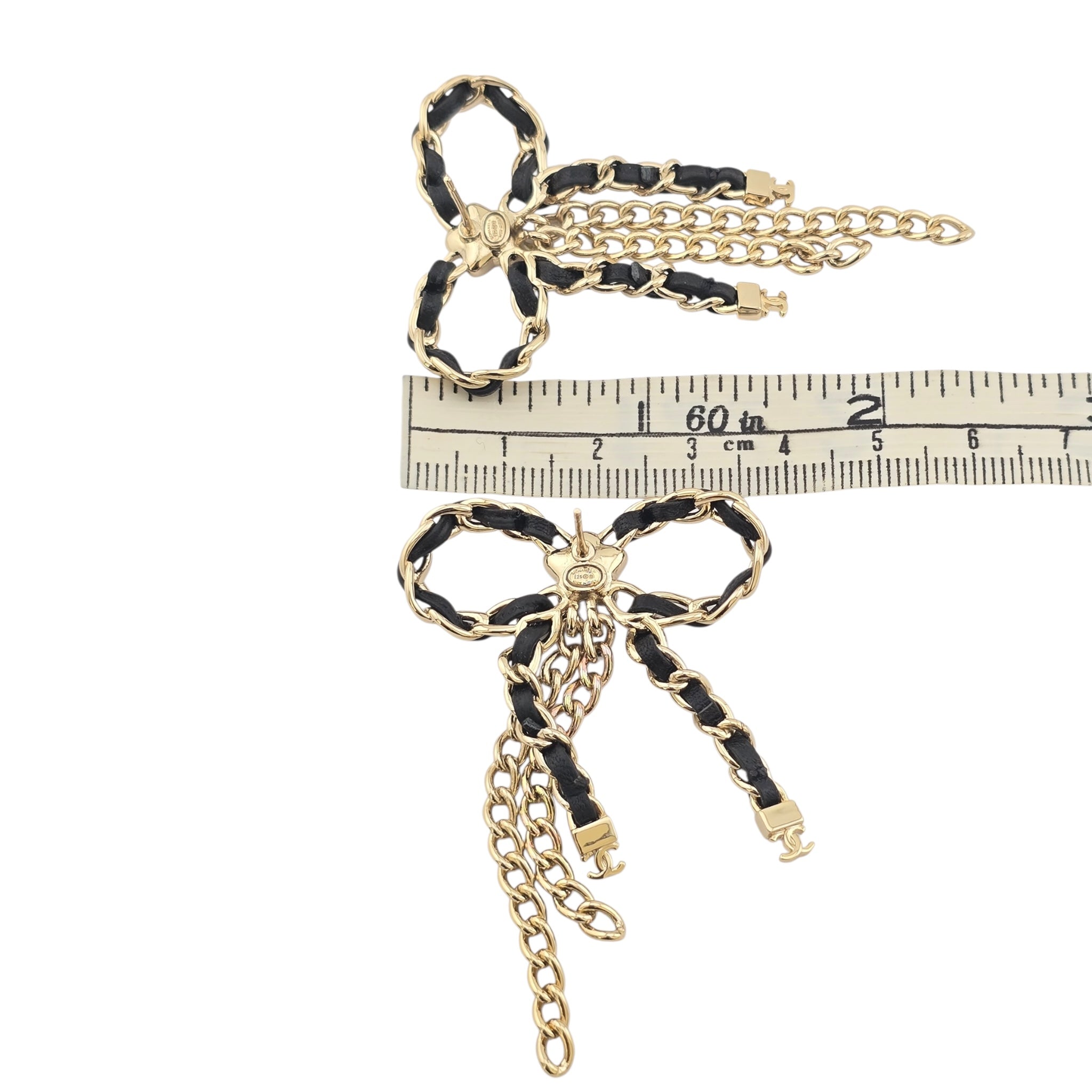 Chanel CC Bow Leather Gold Earrings 2025 CHANEL