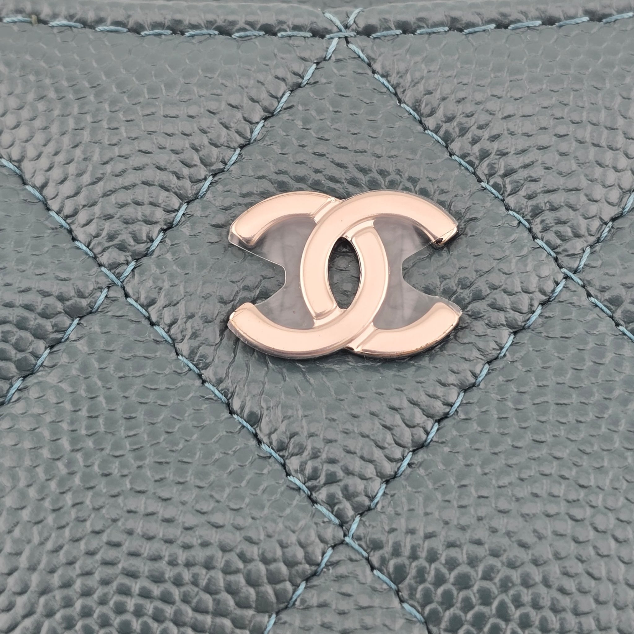 Chanel CC Caviar Green Classic Cardholder CHANEL