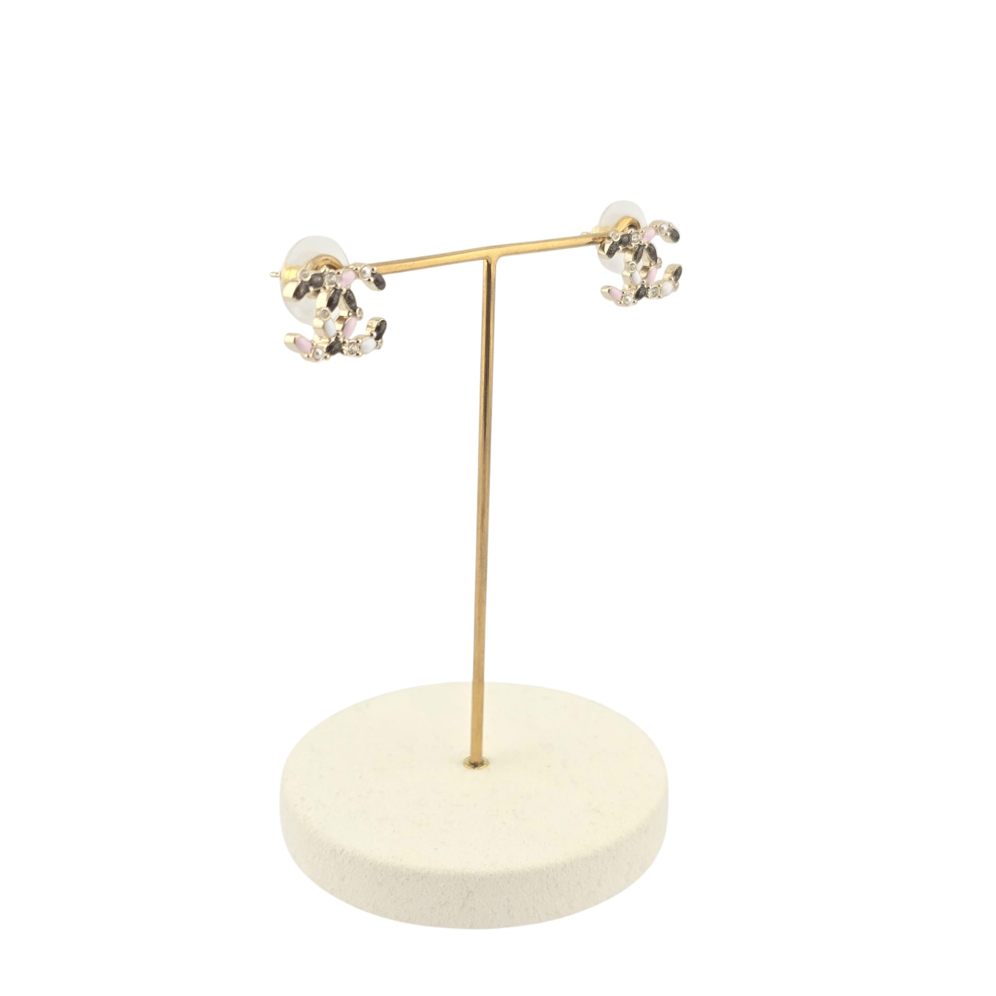 Chanel CC Gold Enamel Stud Earrings 2025 CHANEL