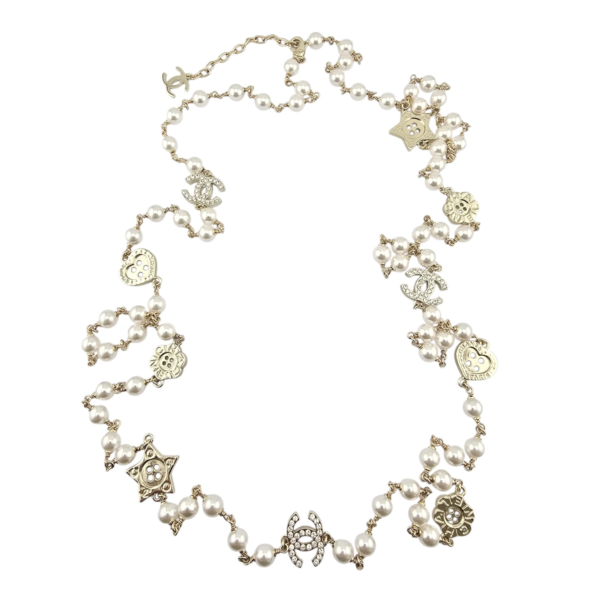 Chanel CC Faux Pearl Gold Long Necklace 2026
