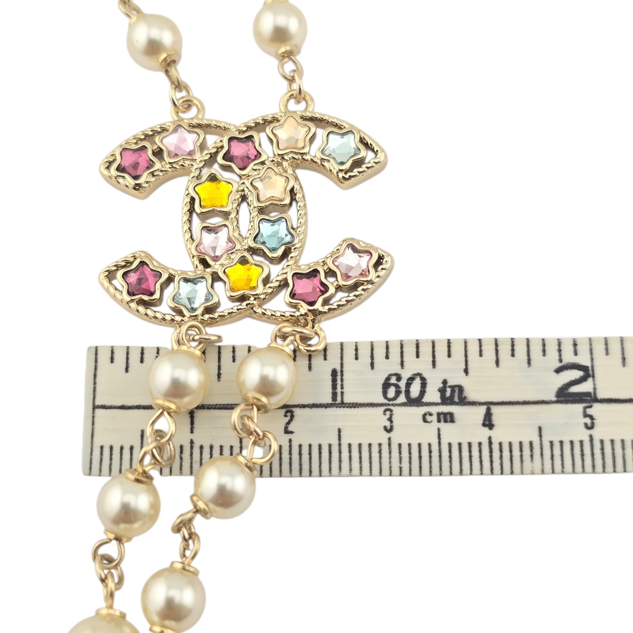 Chanel CC Multicoloured Faux Pearl Long Necklace 2025