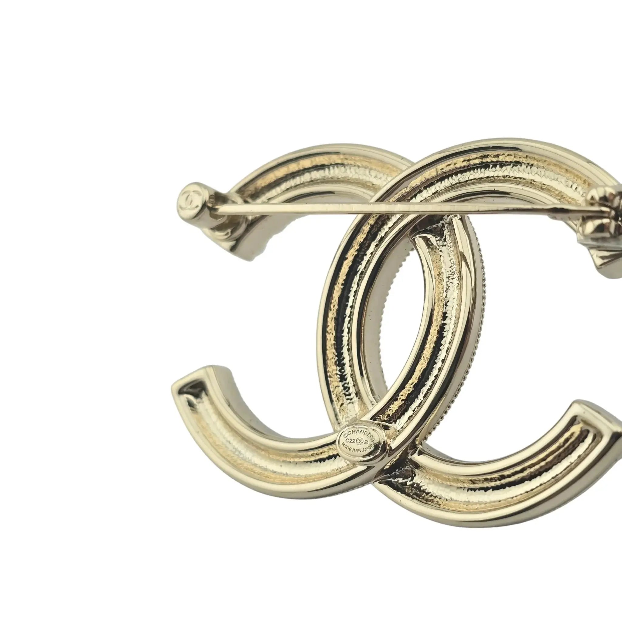 Chanel CC Gold Black Crystals Faux Pearl Brooch 2022 CHANEL