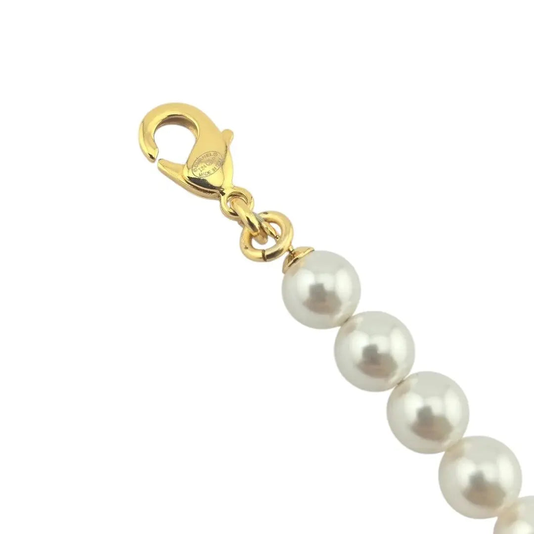Chanel CC Faux Pearl Heart Denim Bracelet 24SS CHANEL