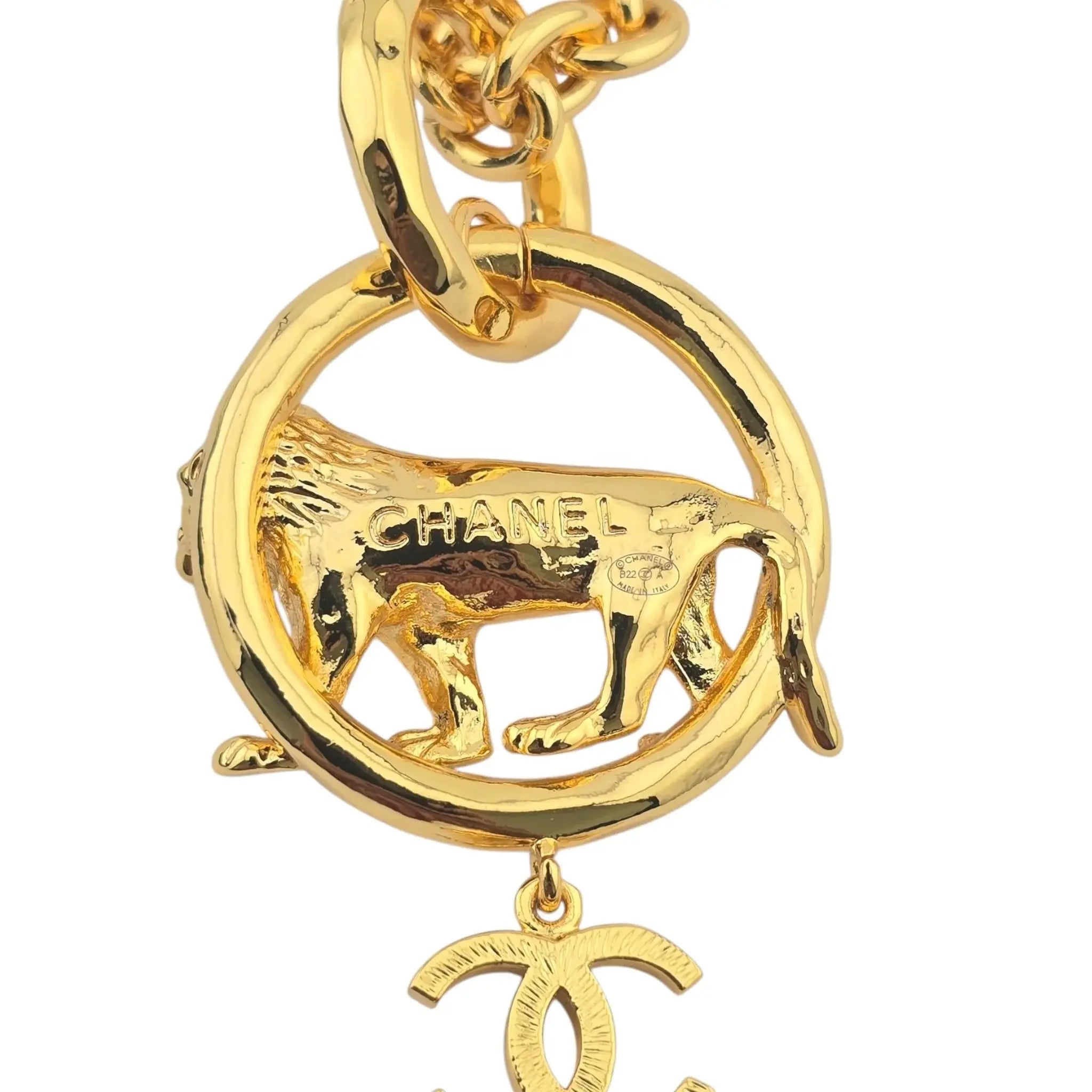 Chanel CC Faux Pearl Gold Lion Necklace 2022 CHANEL