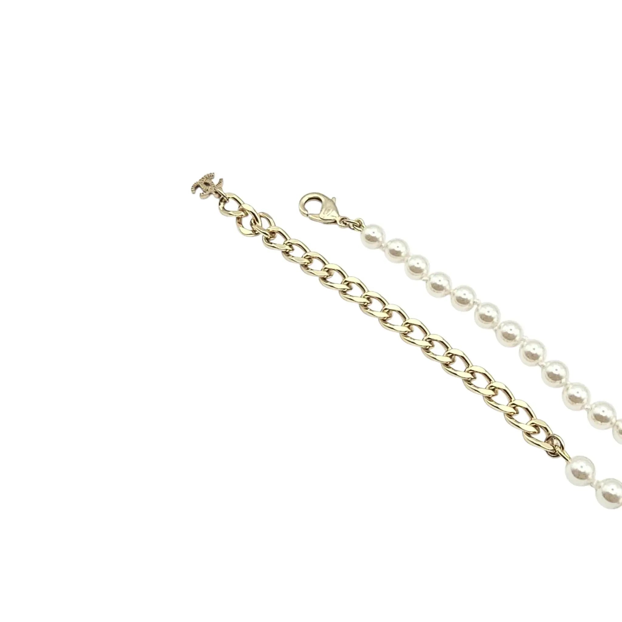 Chanel Faux Pearl & Strass CC Pendant Necklace 2022 BIJOUX HEAVEN