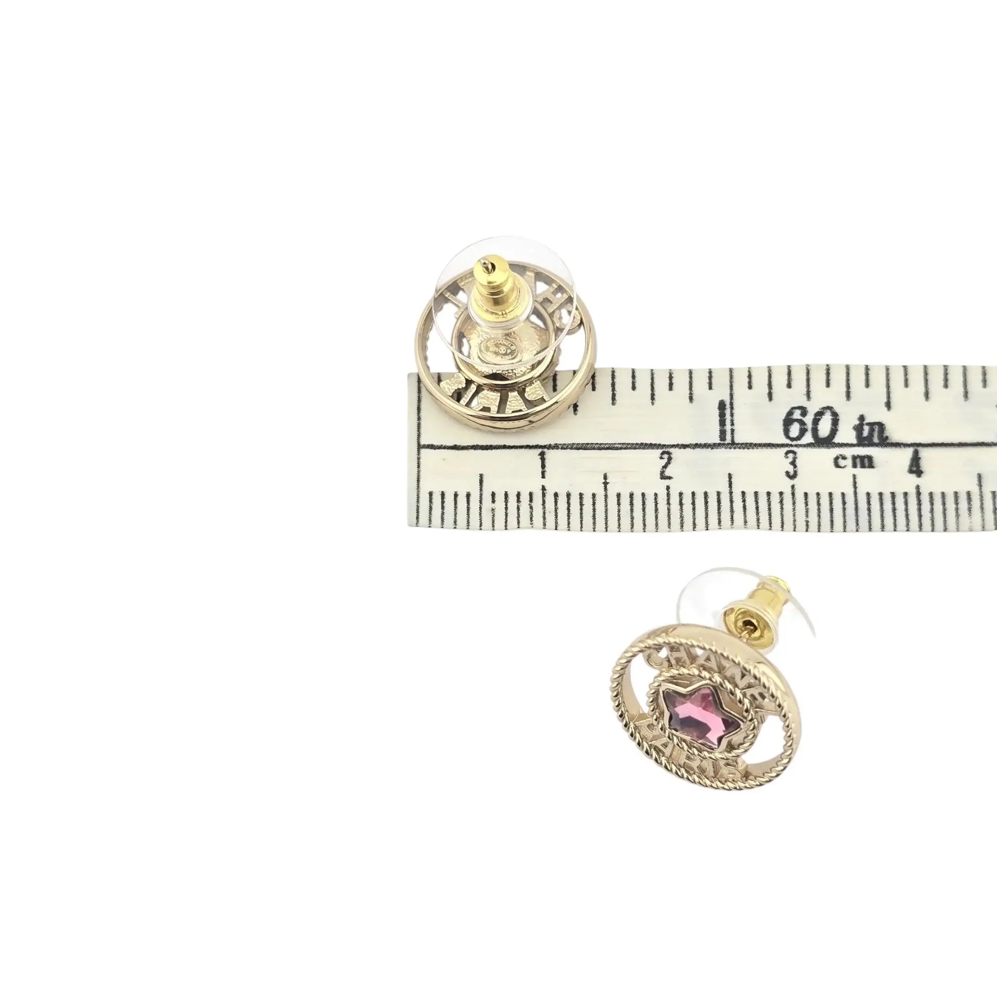 Chanel Round Gold Star Crystal Stud Earrings 2025 CHANEL