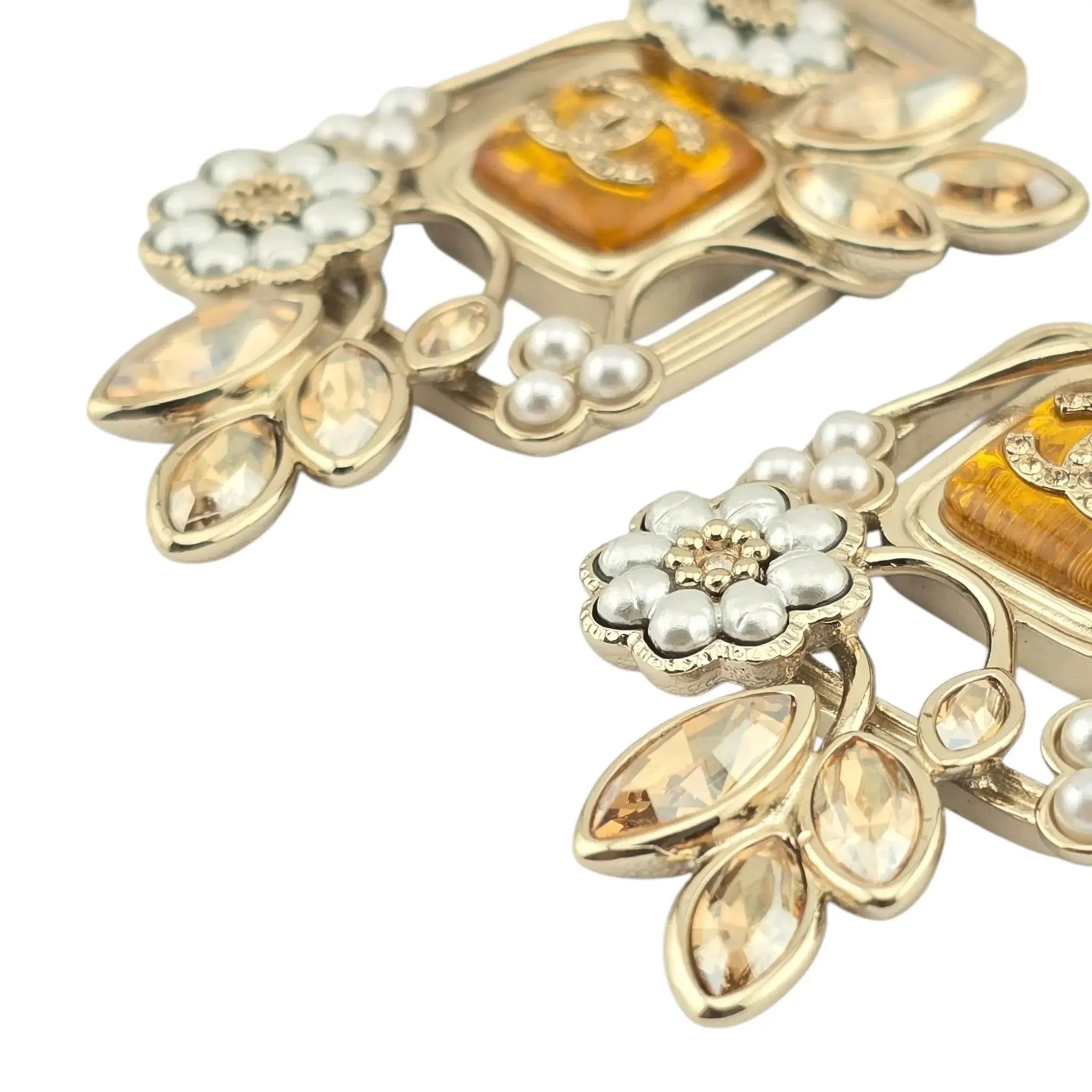 Chanel CC Floral Perfume Bottle Clip-On Earrings 2022 CHANEL