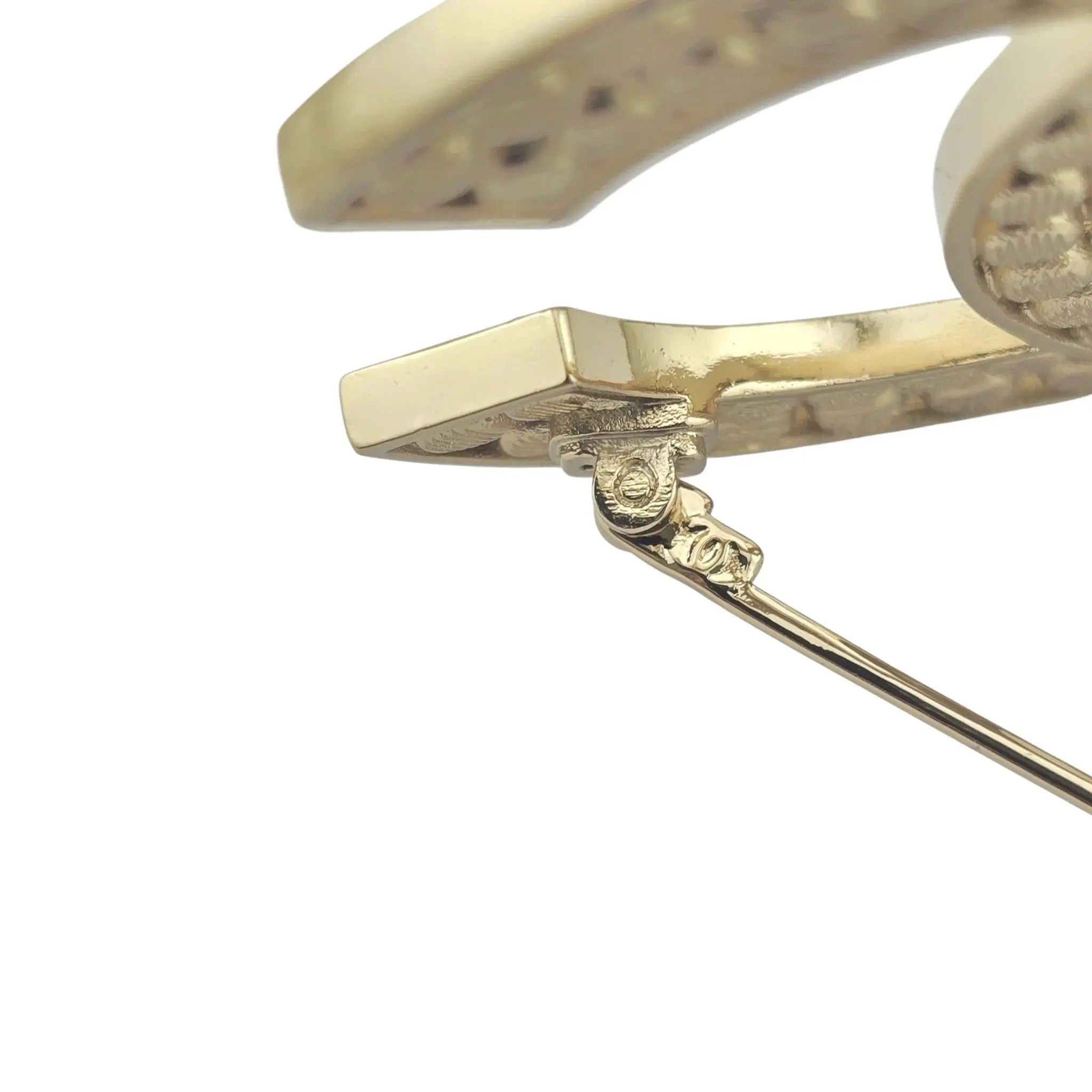 Chanel CC Metal Crystal Brooch Gold Black 2023 CHANEL