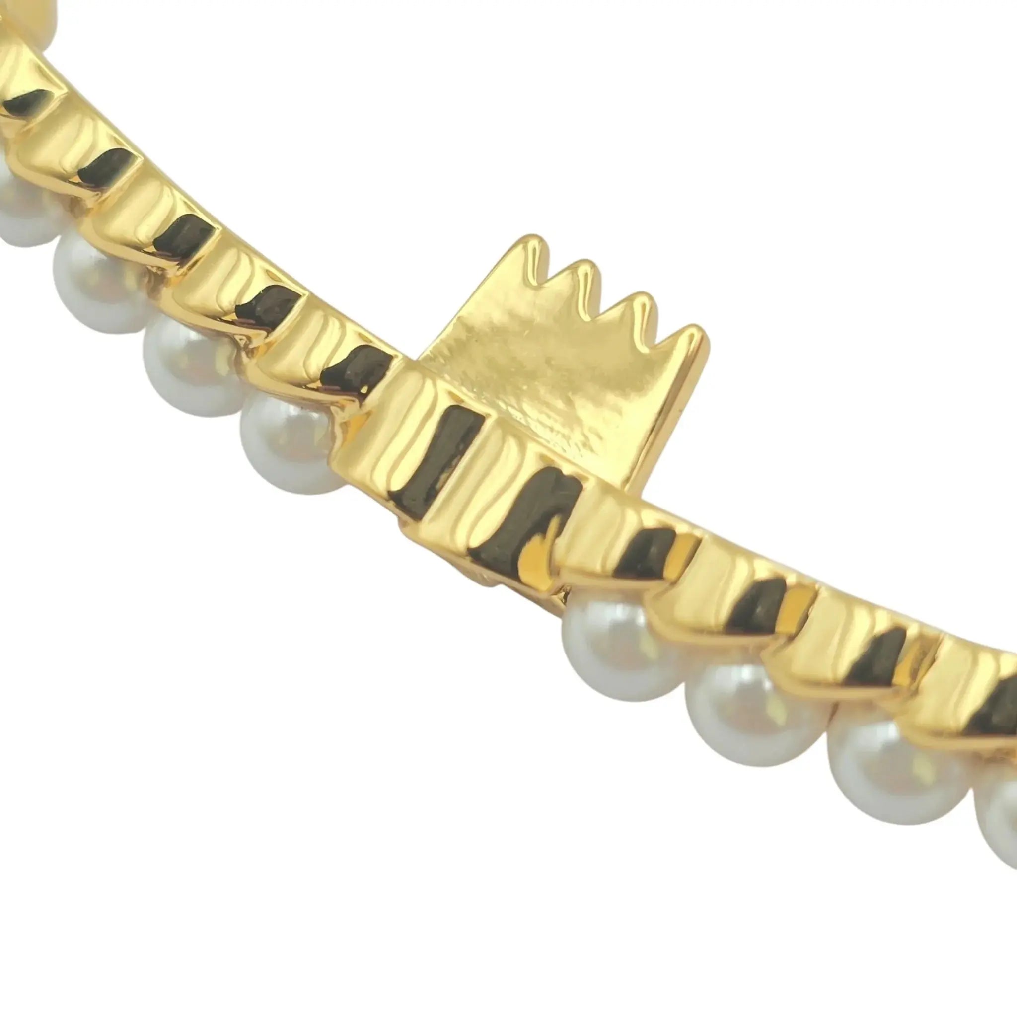 Chanel CC Faux Pearl Gold Hair Barrette Clip B23 CHANEL