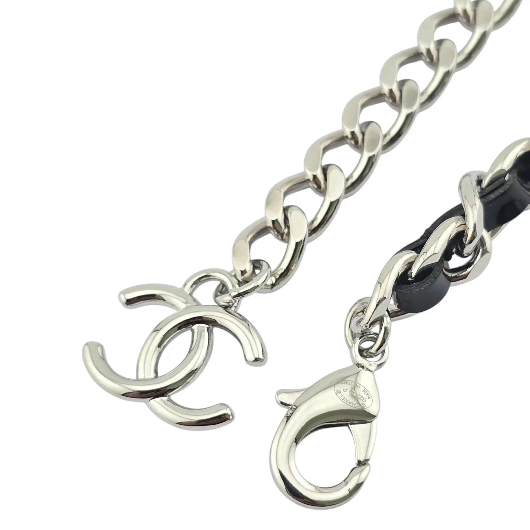 Chanel CC Black Silver Lambskin Necklace 2025 CHANEL