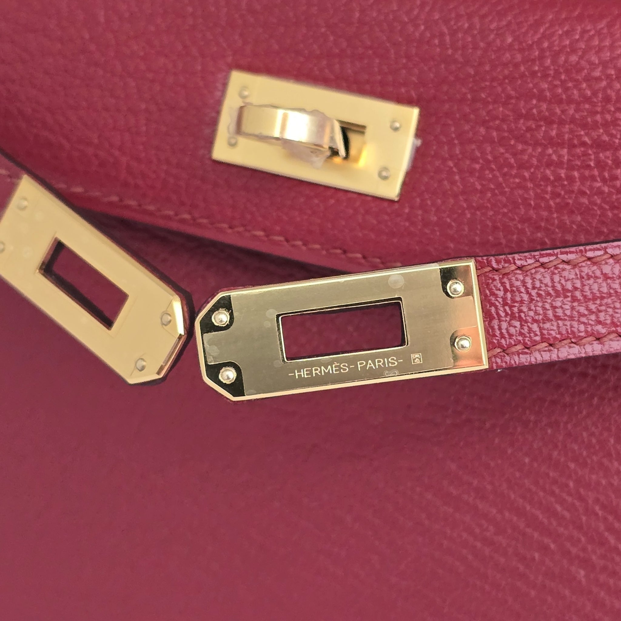 Hermes Mini Kelly II Sellier Rouge H Chèvre Gold