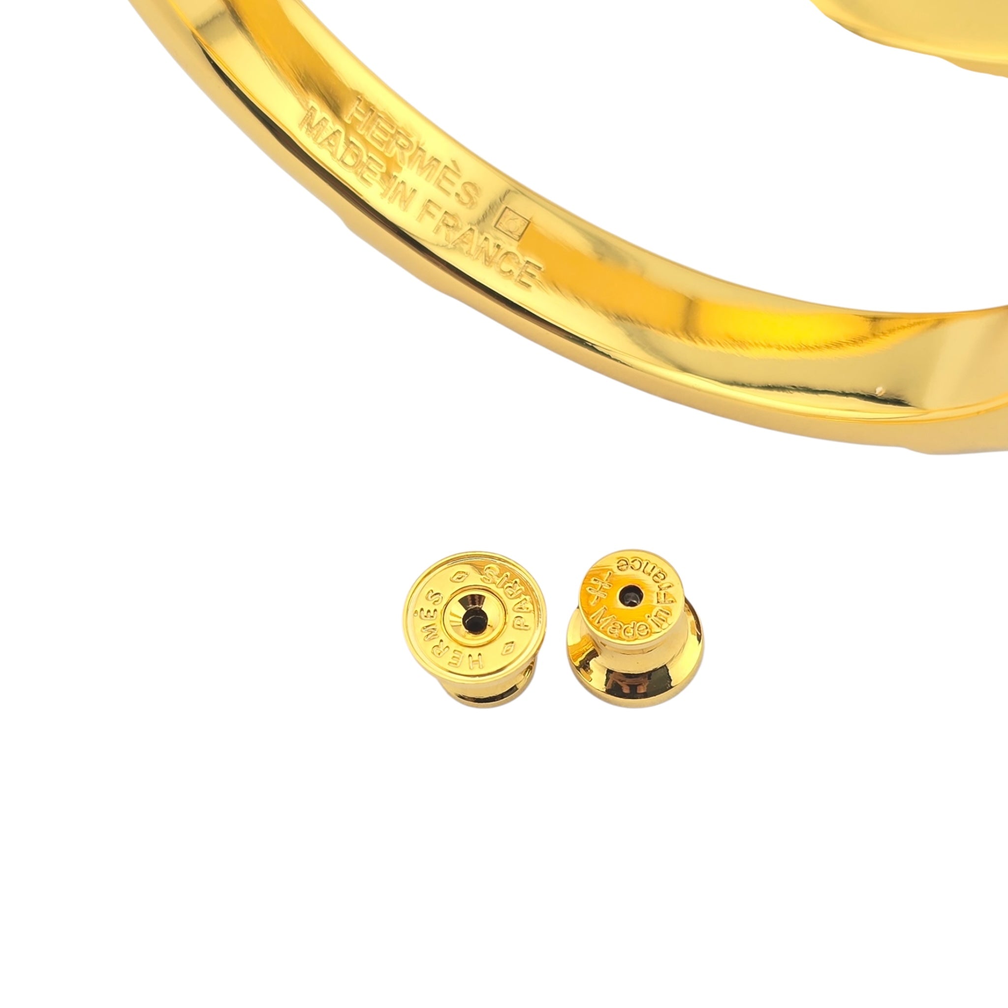 Hermes Athena Large White Gold Earrings