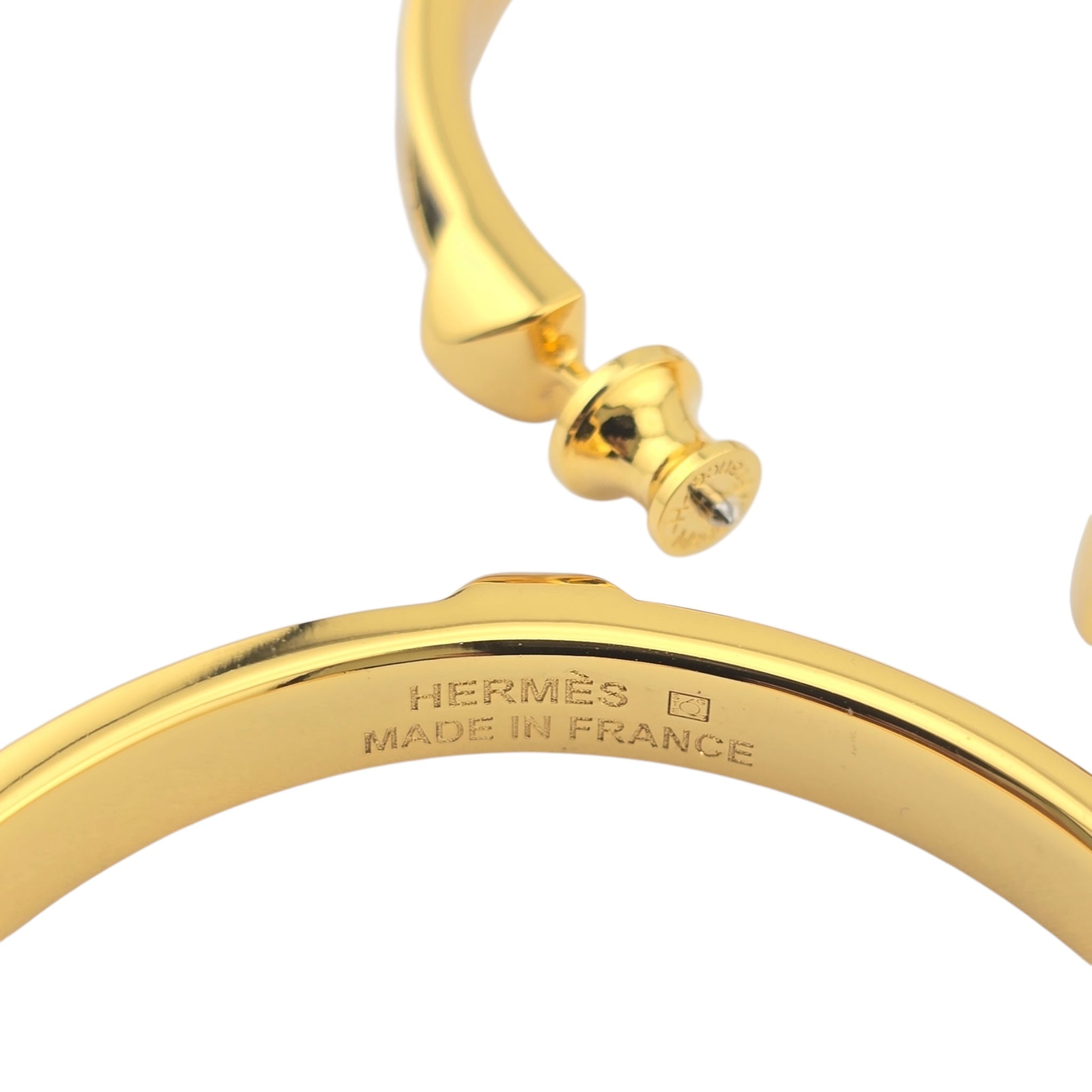 Hermes Athena Large Black Gold Earrings