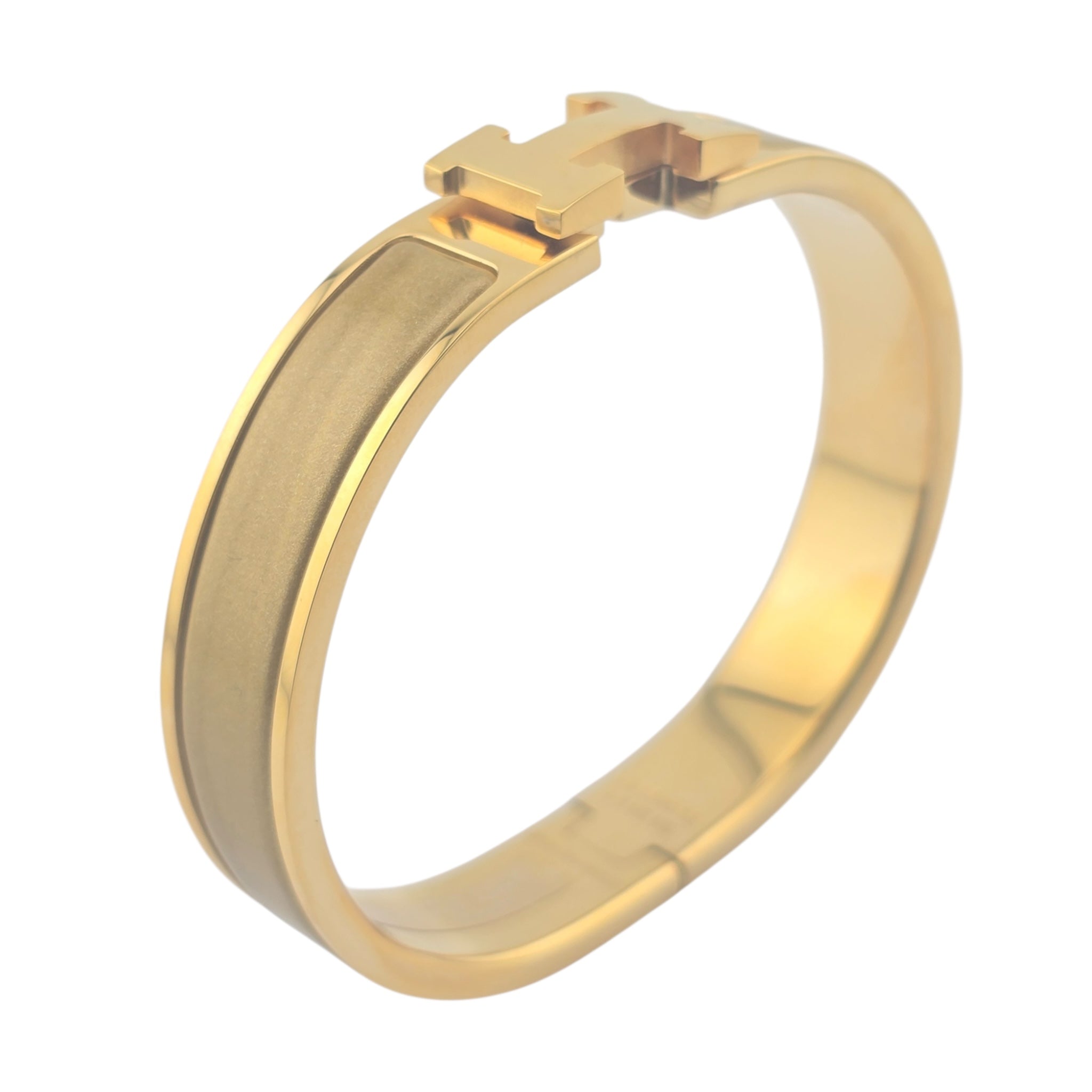 Hermes Clic H Bracelet Glitter Gold GM