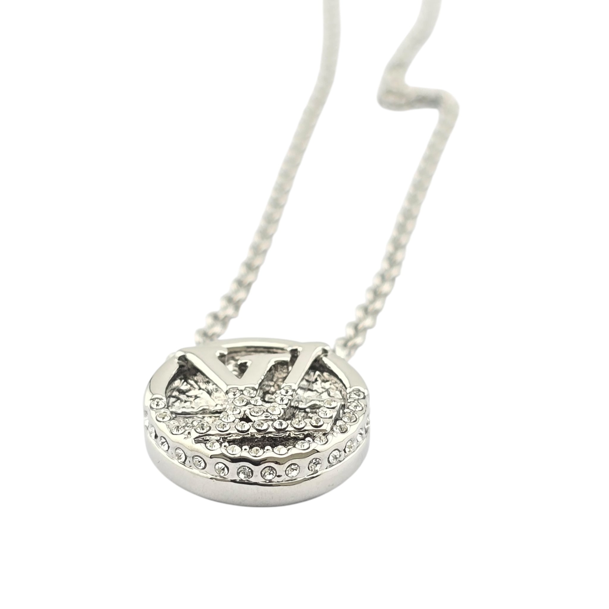 Louis Vuitton L To V Silver Crystal Necklace