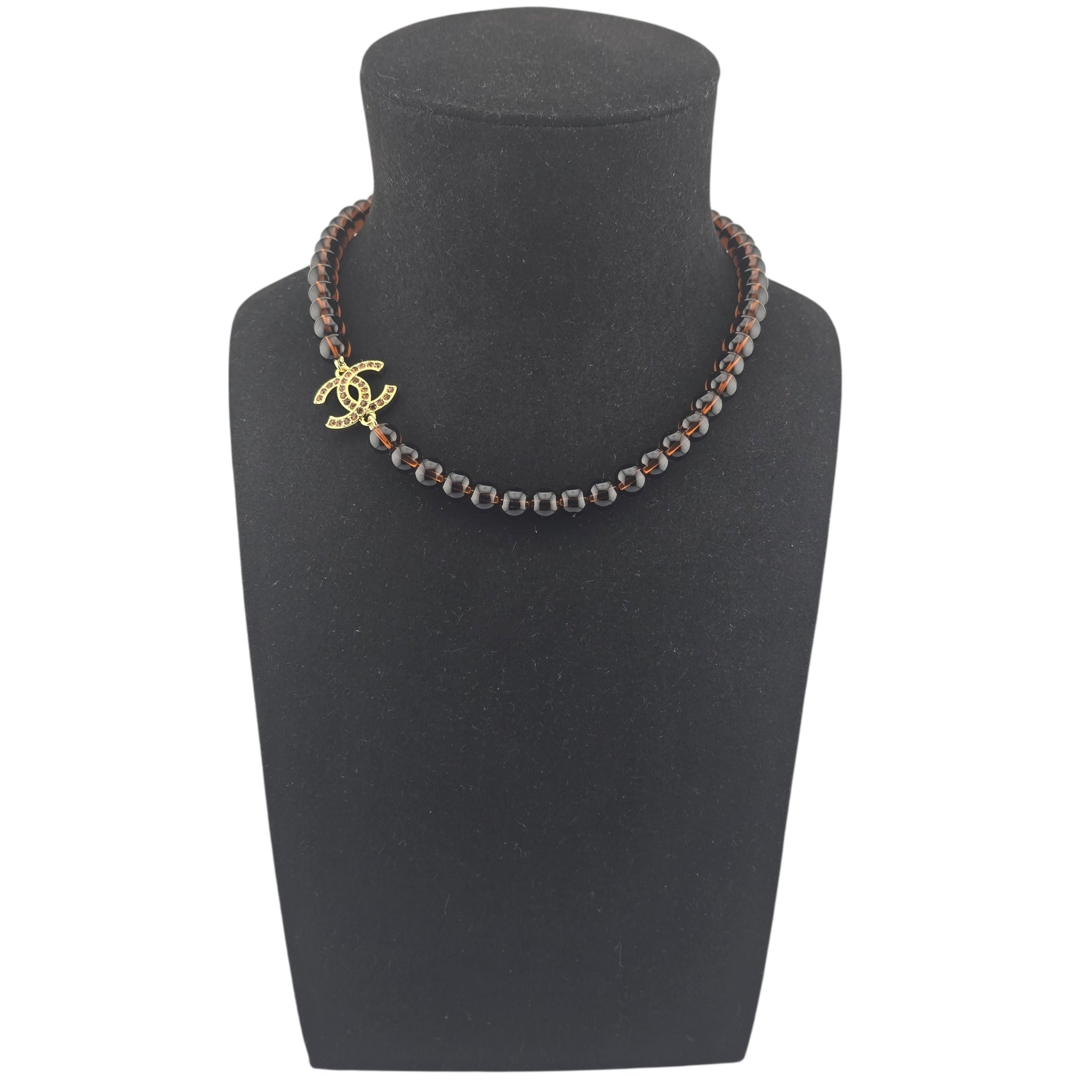 Chanel CC Brown Gold Bead Necklace 2025 CHANEL