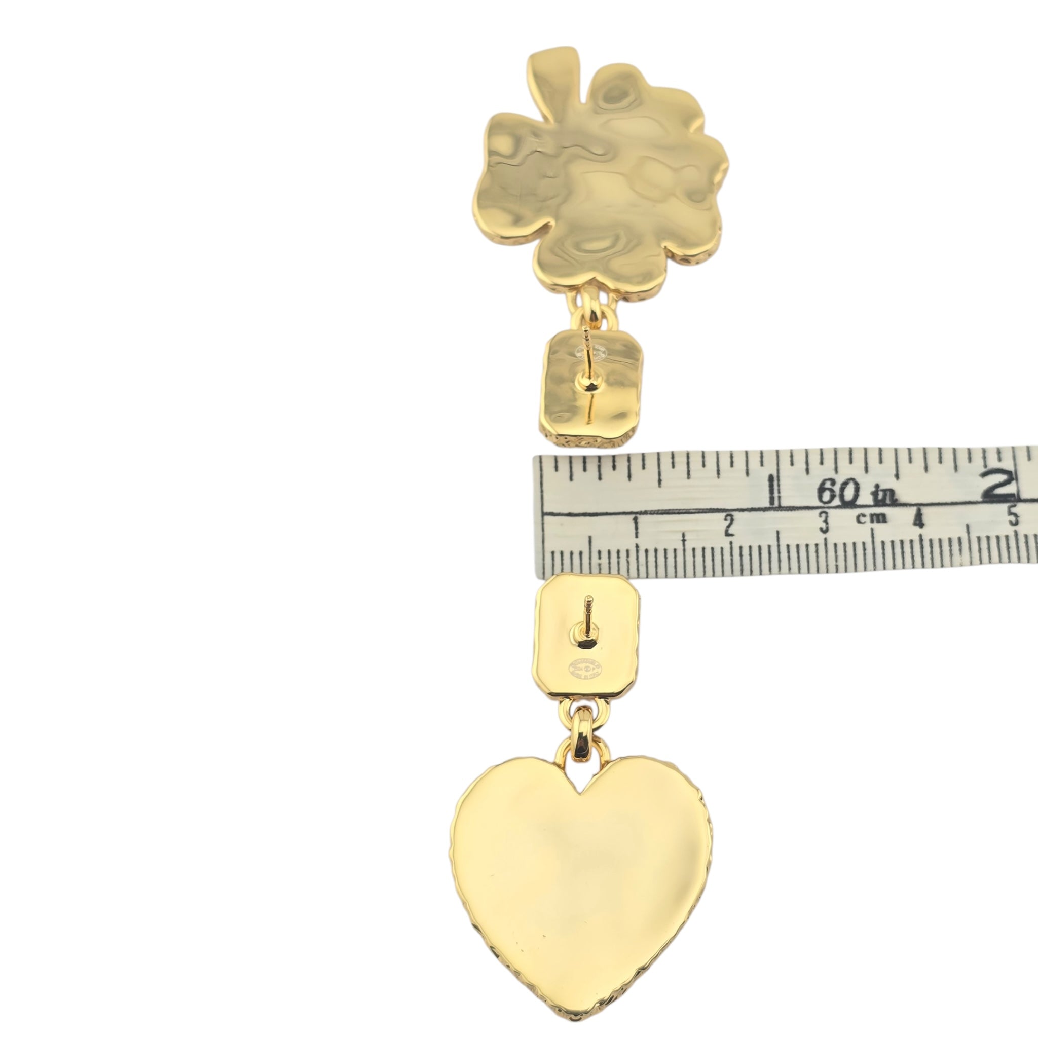 Chanel CC Clover Heart Black Gold Earrings 2024 CHANEL