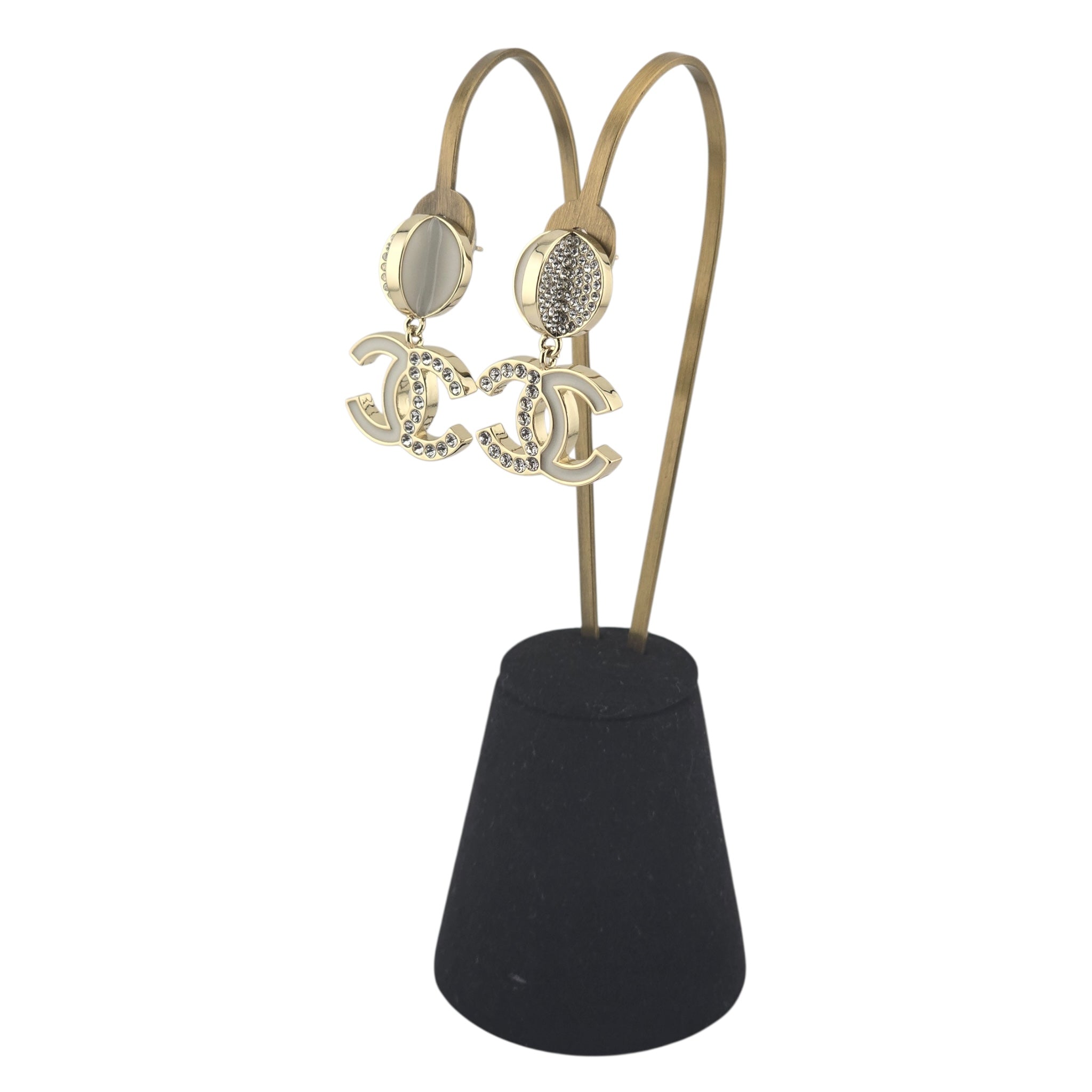 Chanel CC Drop Gold Crystals Earrings 2024 CHANEL