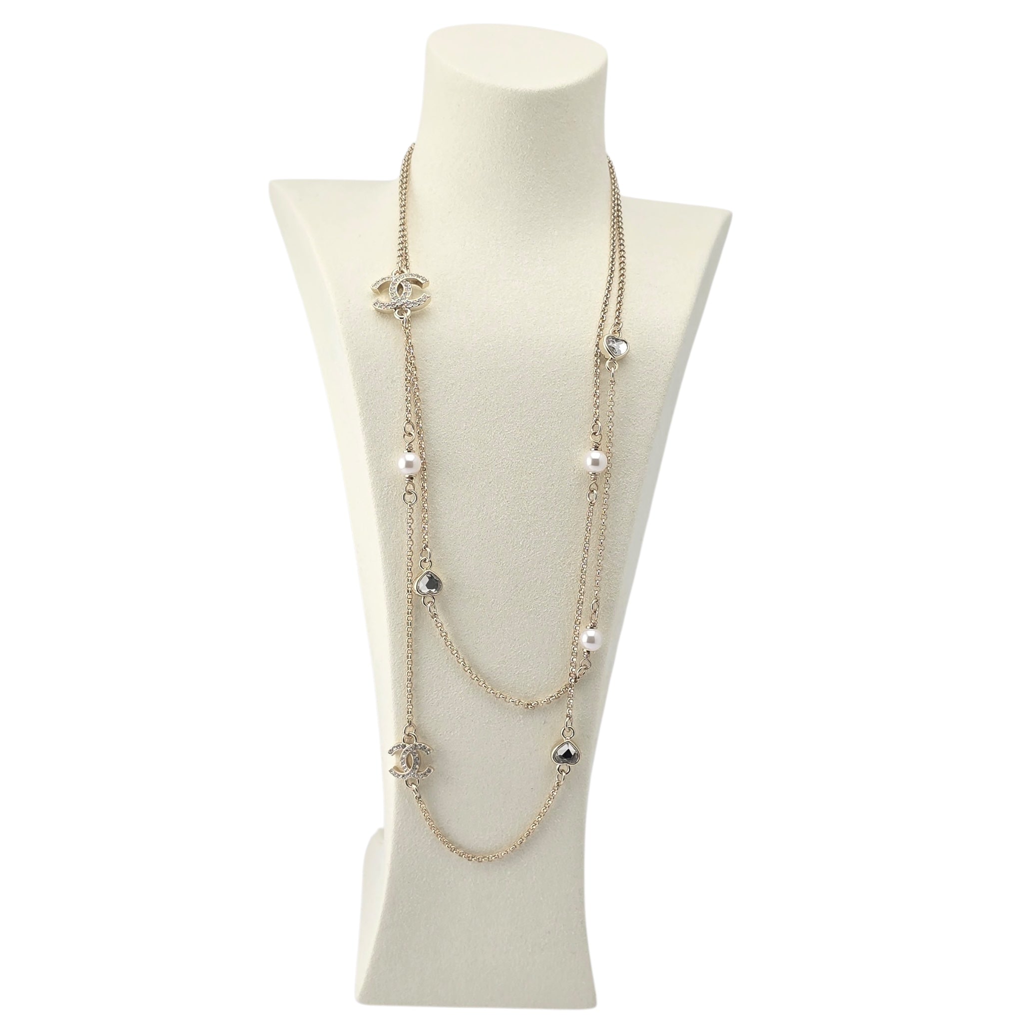 Chanel CC Charms Gold Metal Heart Long Necklace 2024 CHANEL