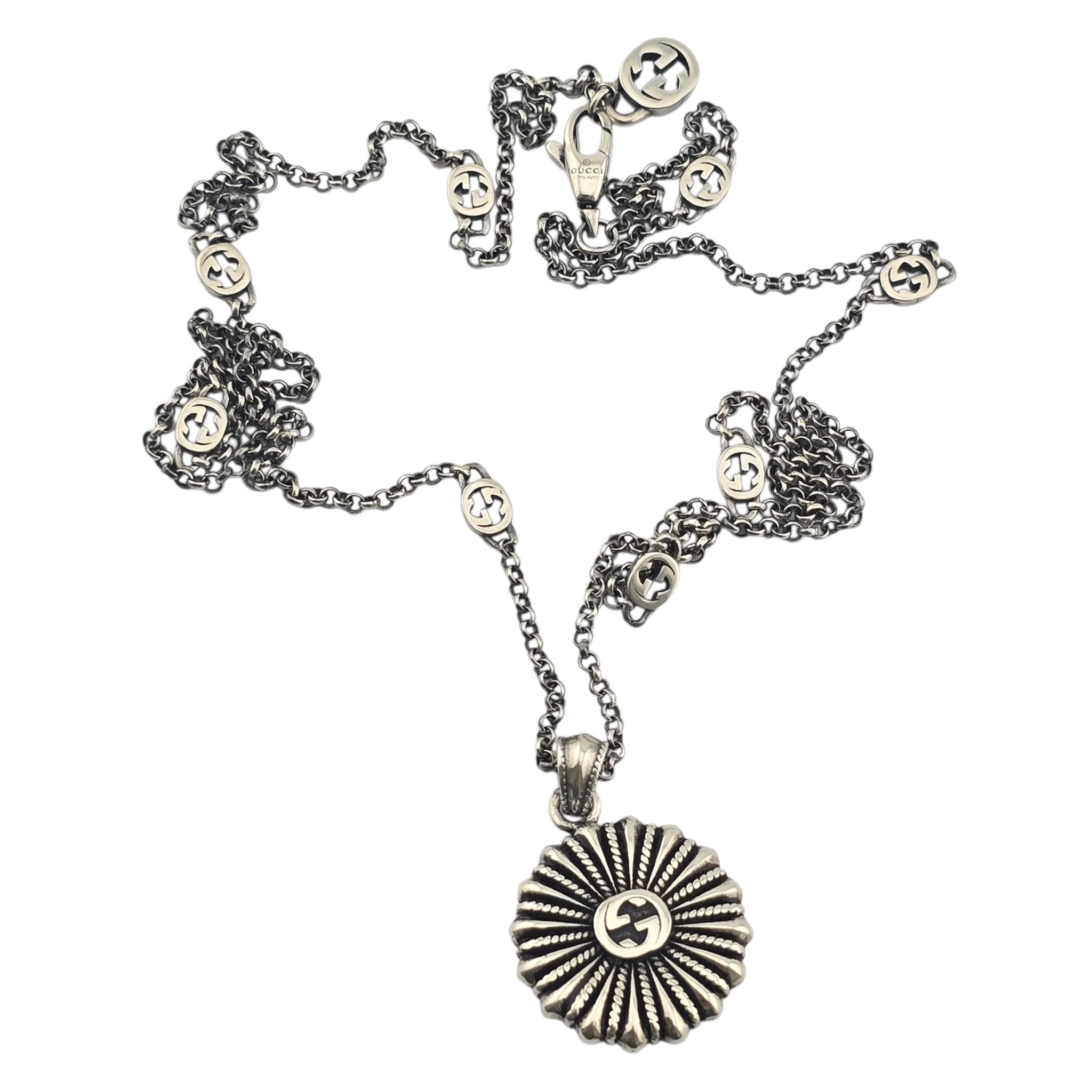 GUCCI Interlocking G Flower Sterling Silver Necklace GUCCI