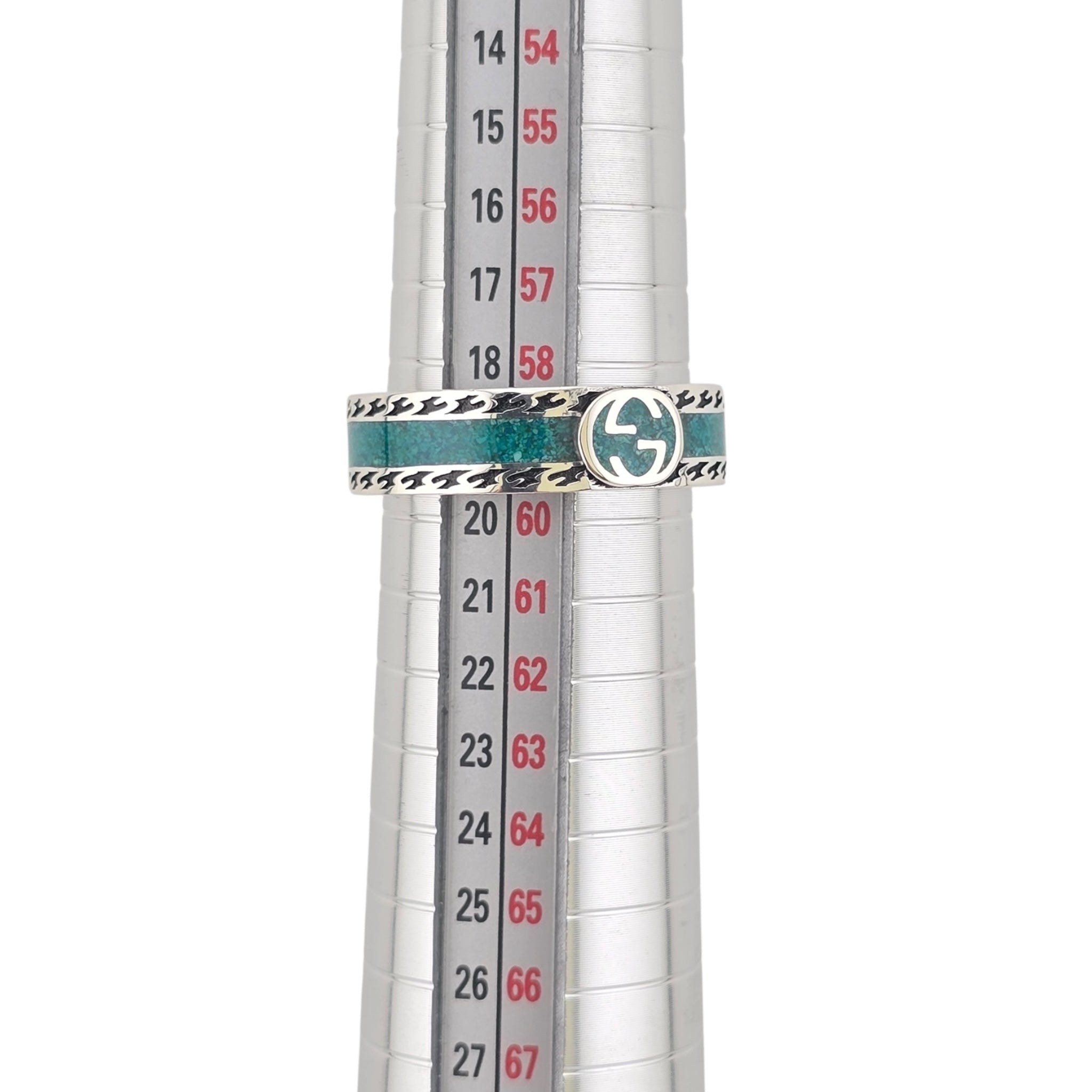 GUCCI Interlocking G Sterling Silver Turquoise Enamel Ring GUCCI