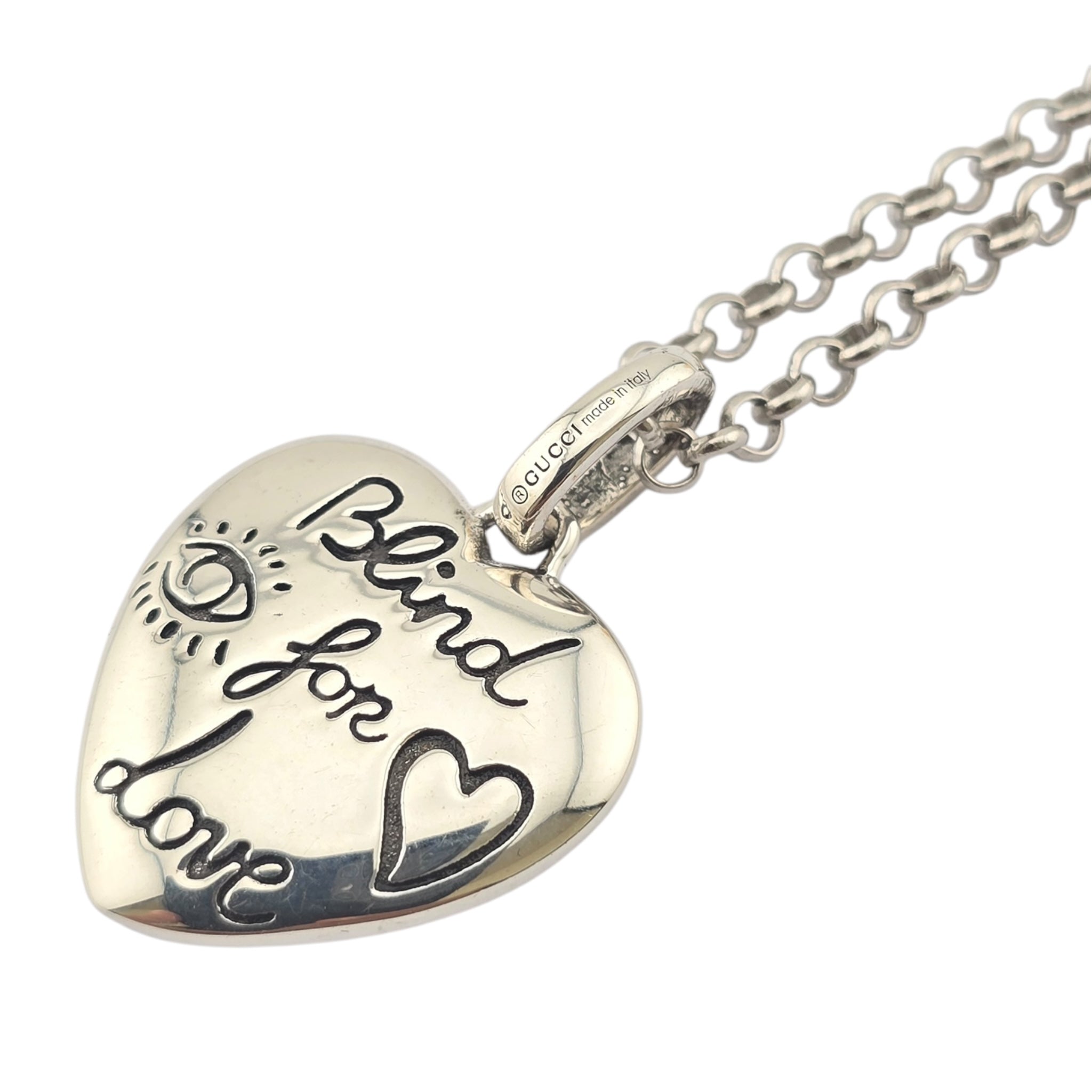 GUCCI Blind For Love Heart Sterling Silver Necklace GUCCI
