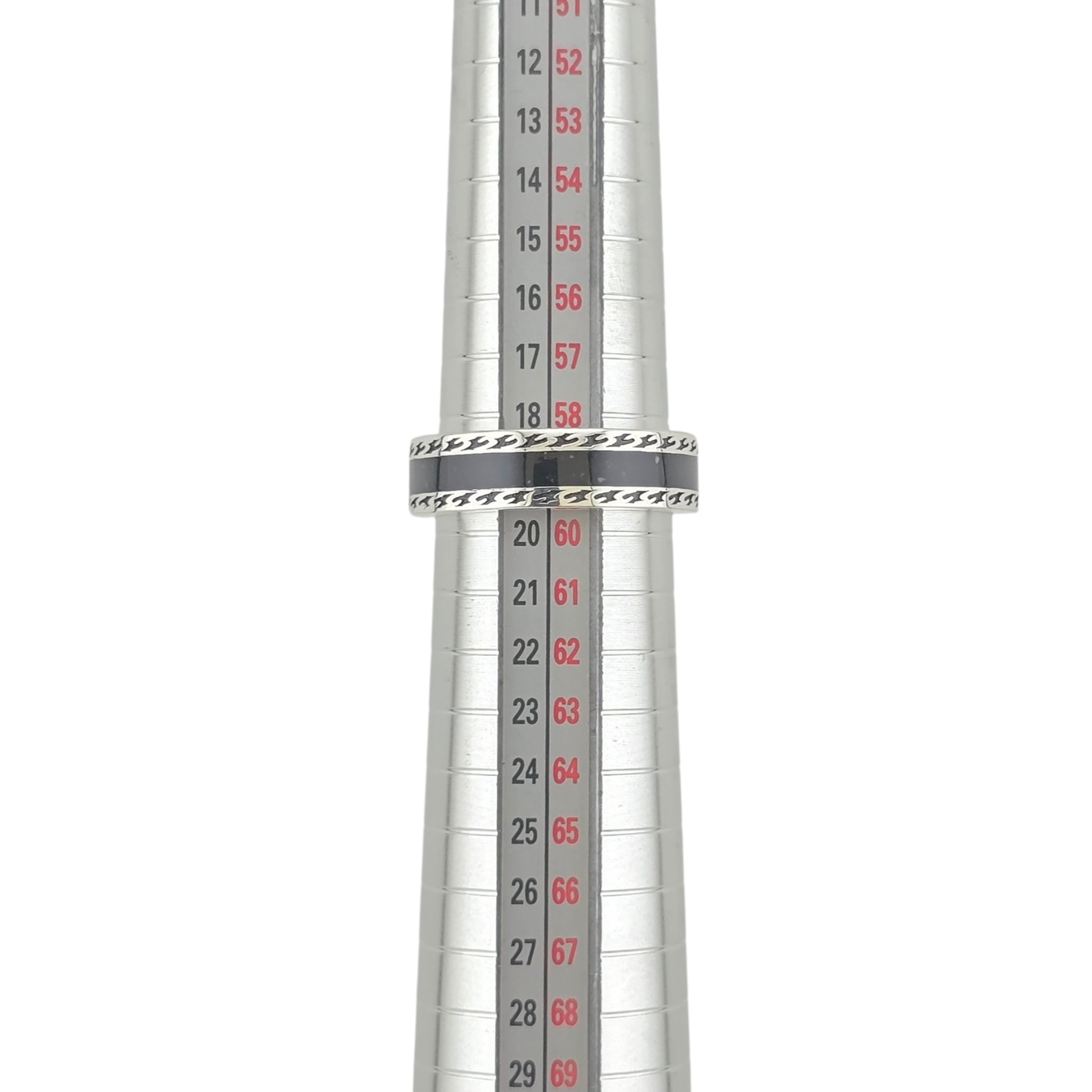 GUCCI Interlocking G Sterling Silver Black Enamel Ring GUCCI