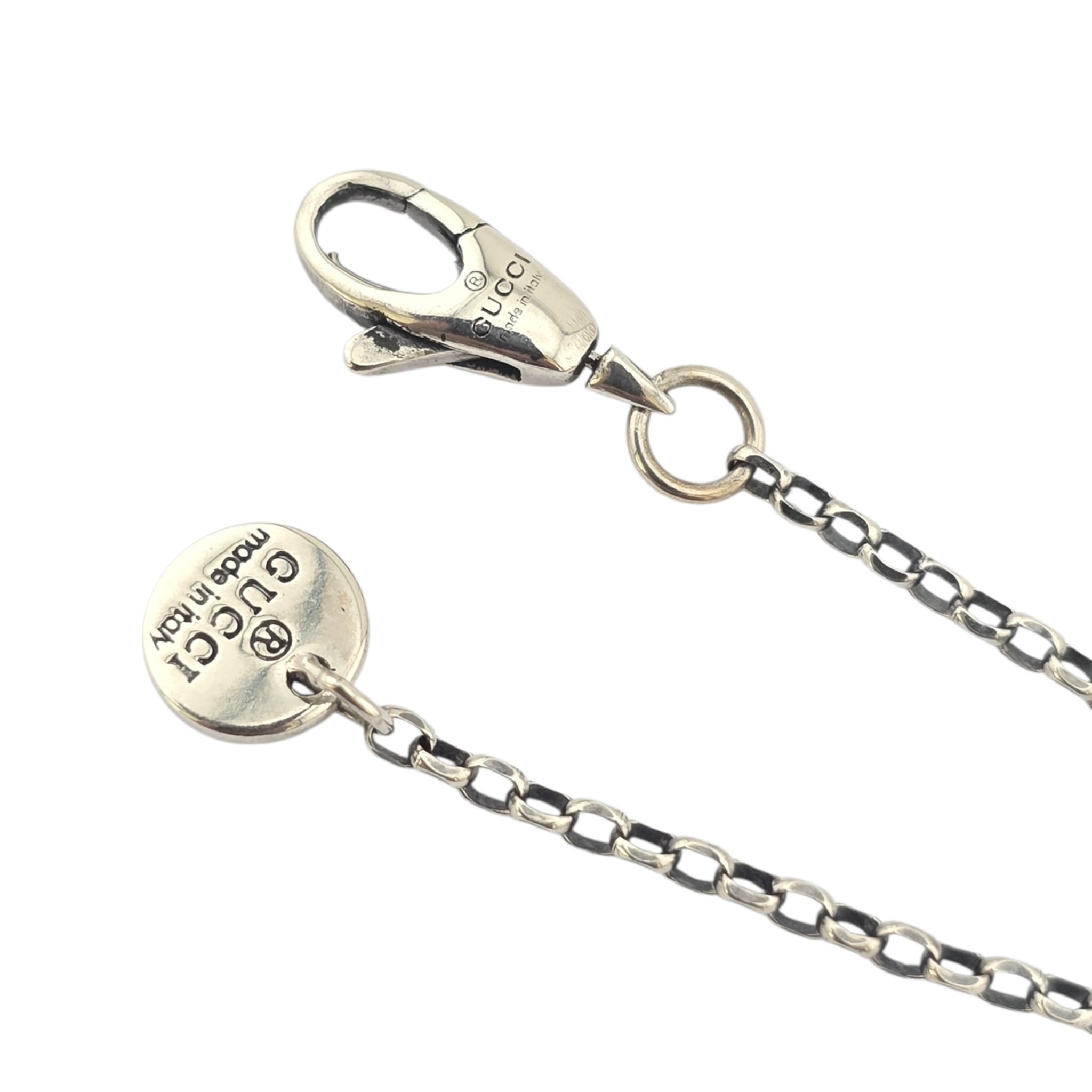 GUCCI GG Engraved Heart Charm Sterling Silver Necklace GUCCI