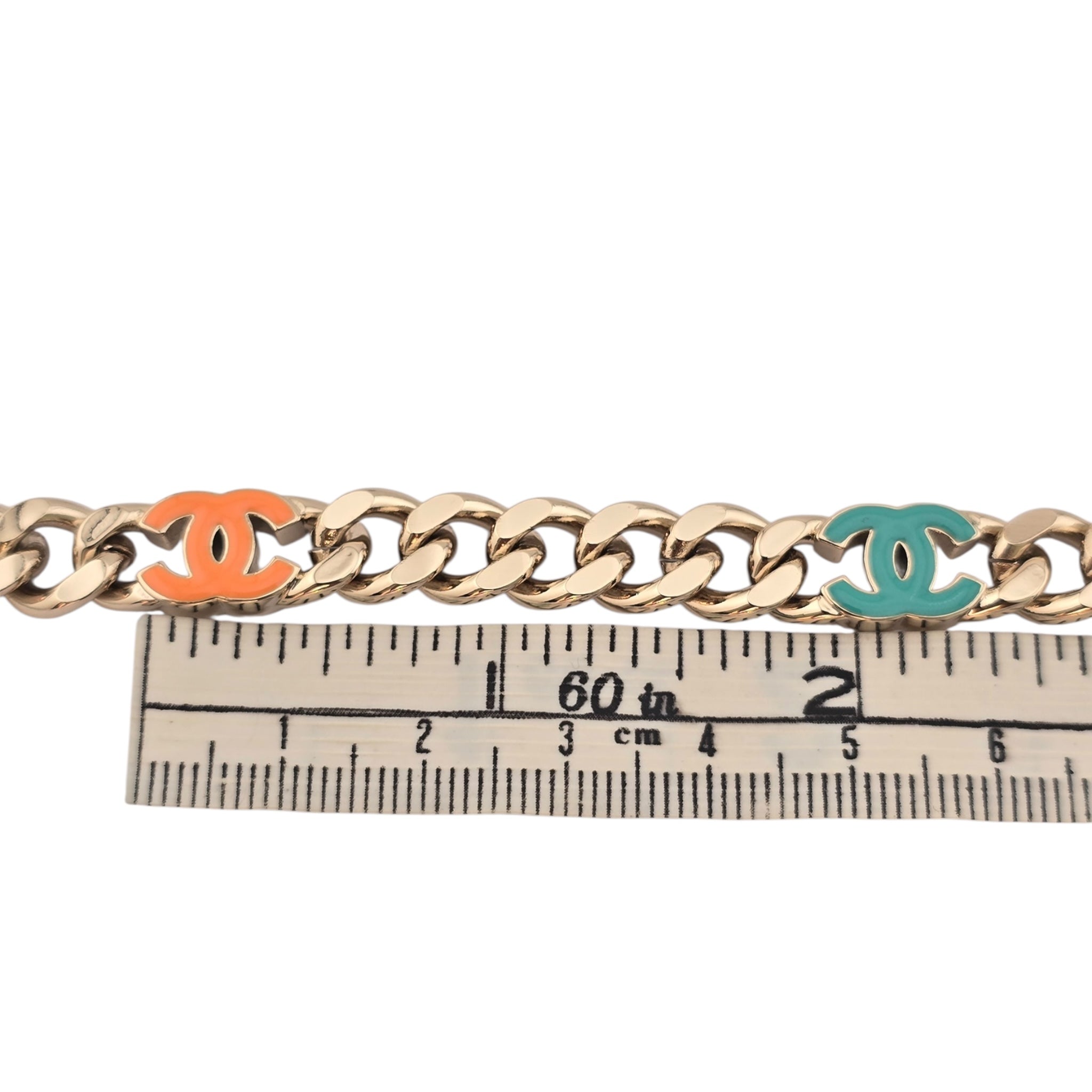 Chanel CC Metal Enamel Chain Gold Multicolor Necklace B24C CHANEL