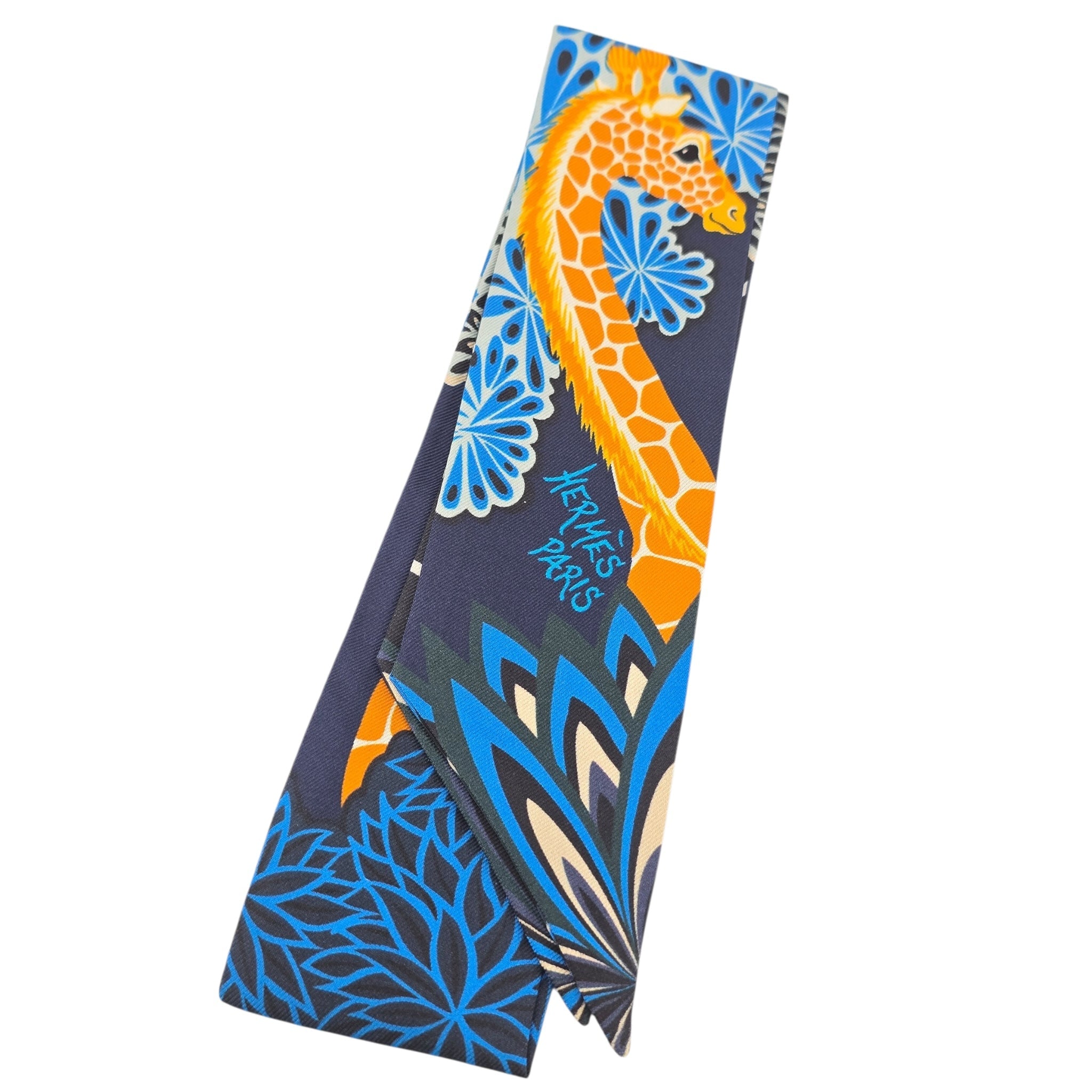 Hermes Silk Twilly The Three Graces Black Blue HERMES