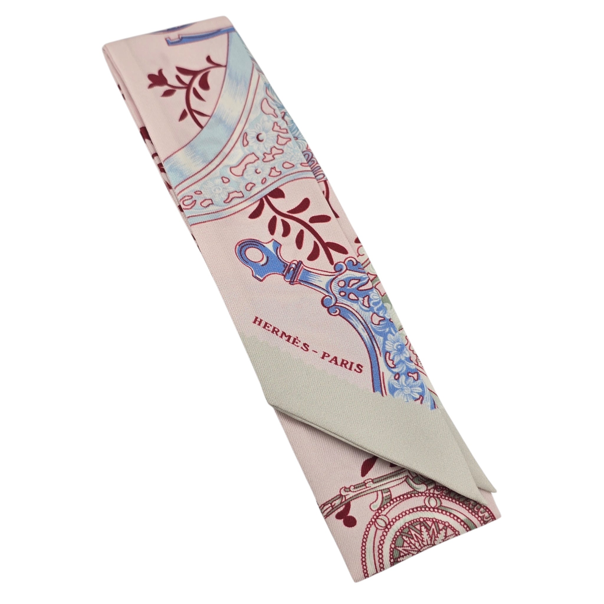 Hermes Silk Twilly Etriers Remix Pink HERMES