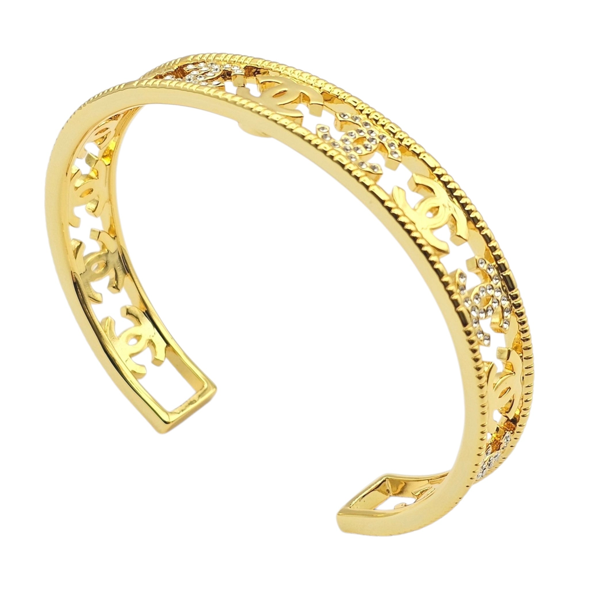 Chanel Crystal CC Gold Cuff Bracelet 2022 CHANEL