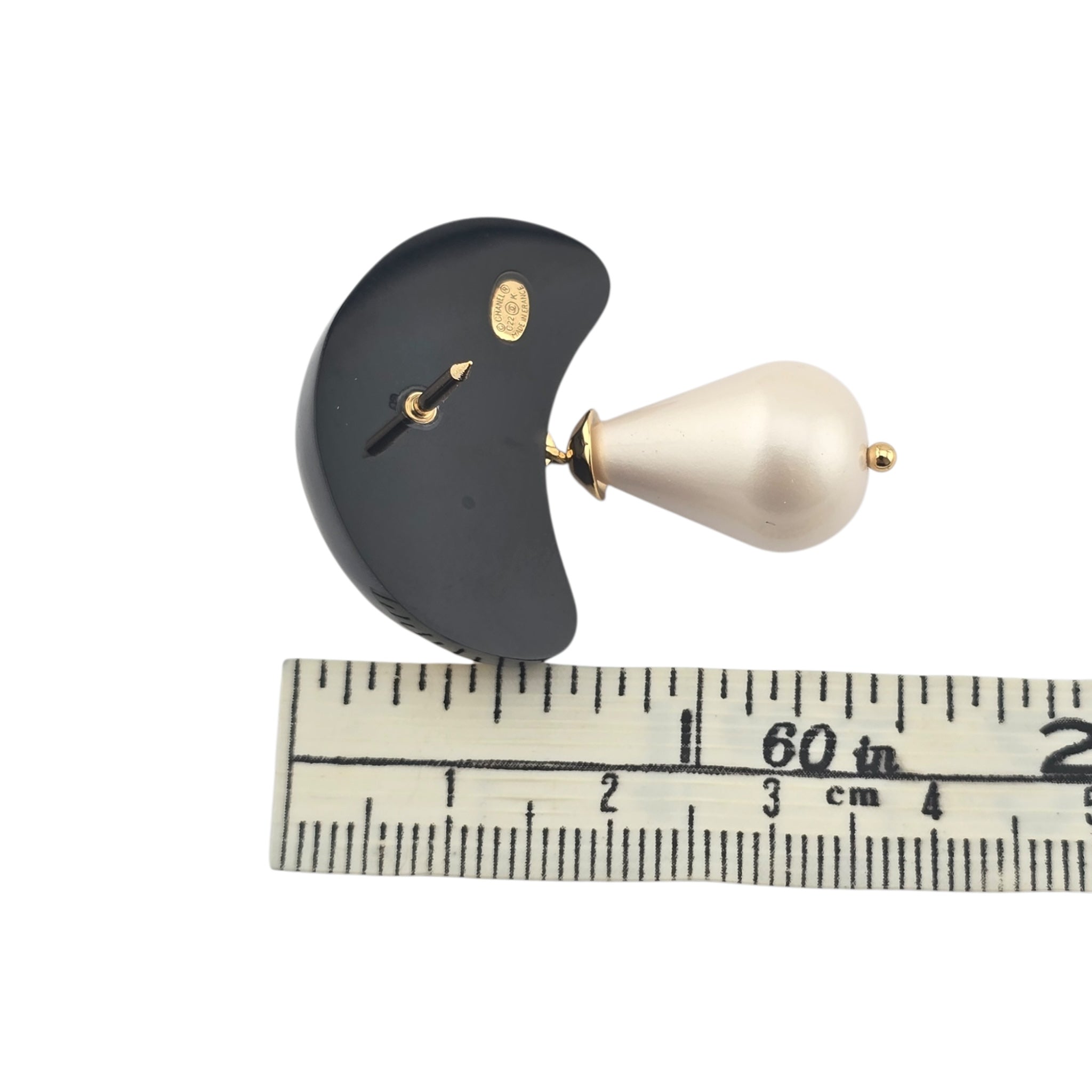 Chanel CC Mushroom Black Gold Pin Brooch CHANEL