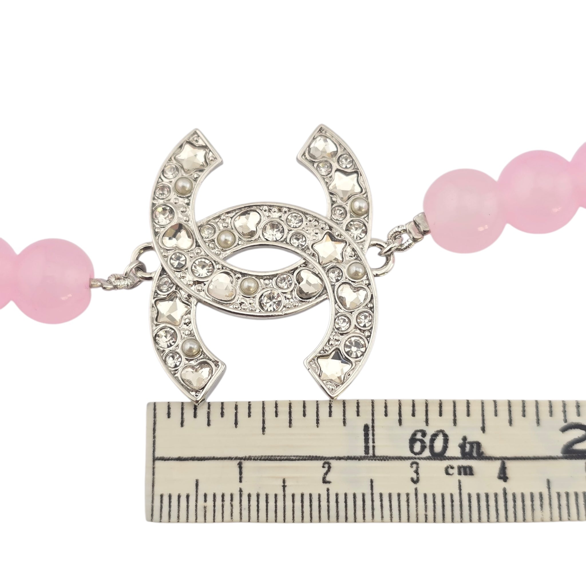 Chanel CC Pink Bead Crystal Long Necklace 2025 CHANEL