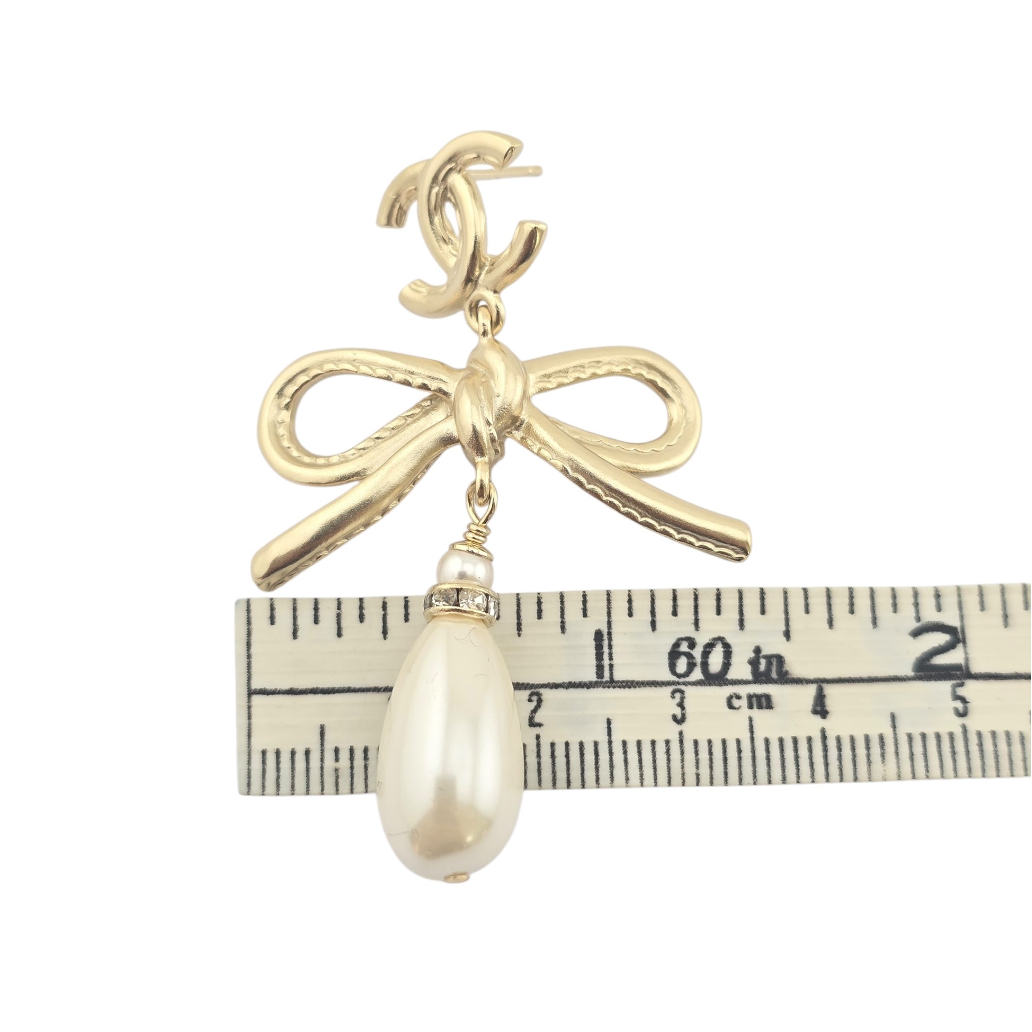 Chanel CC Bow Drop Earrings Gold 2022 CHANEL